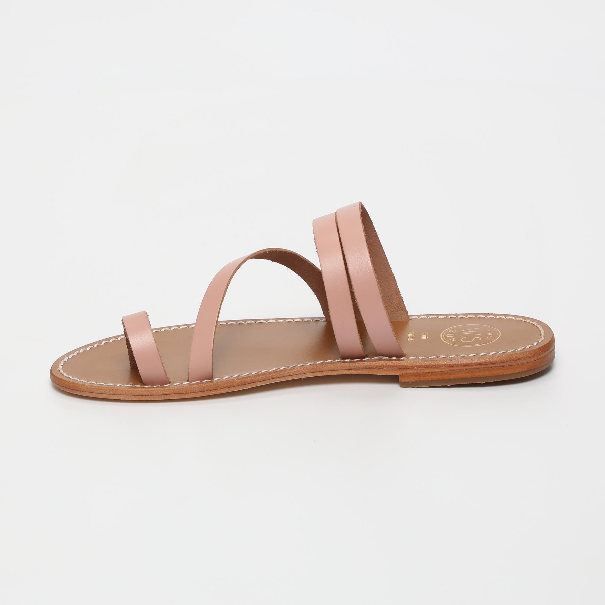 VIAGEM mules entre doigt en cuir rose