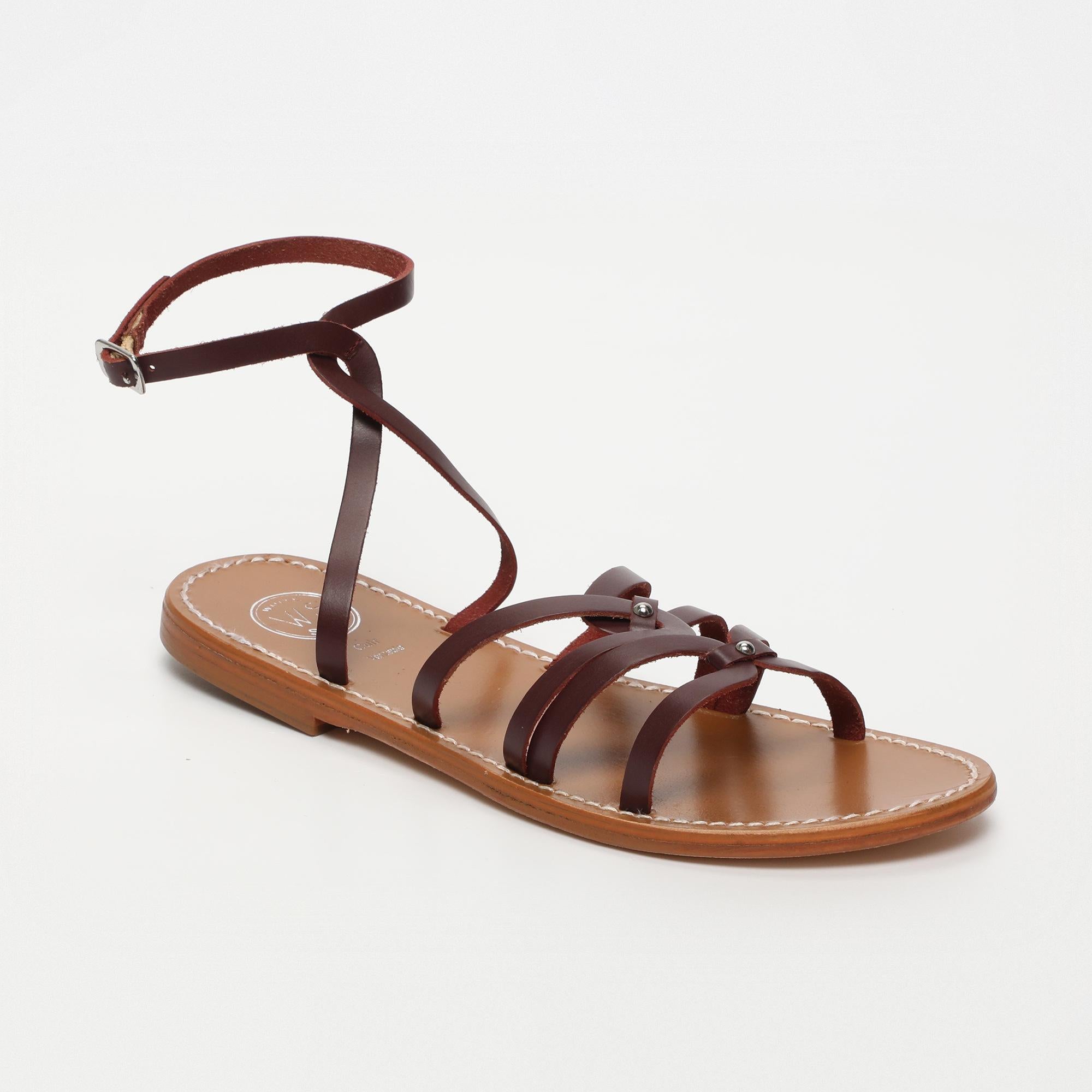 VIKY sandales en cuir bordeaux