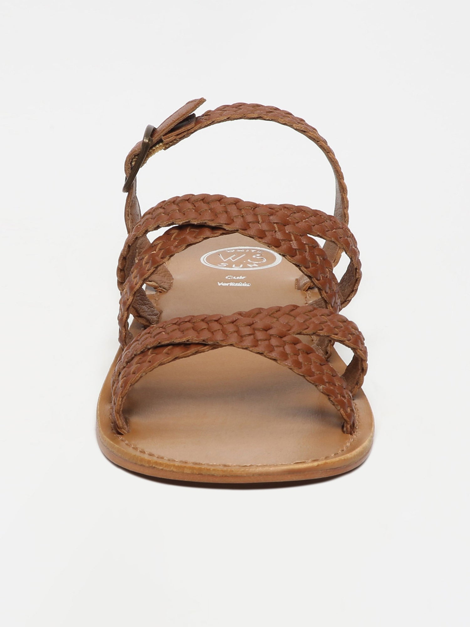 KAHALA sandales tresse en cuir camel