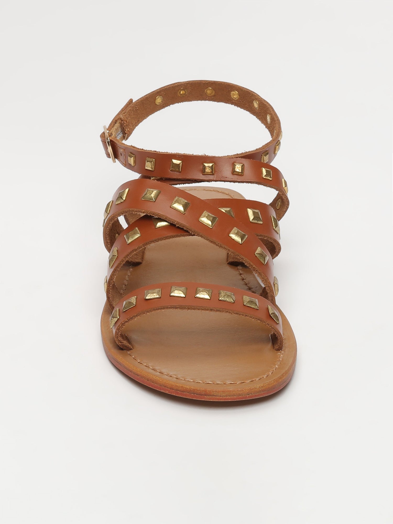 AMARI sandales à clous en cuir camel