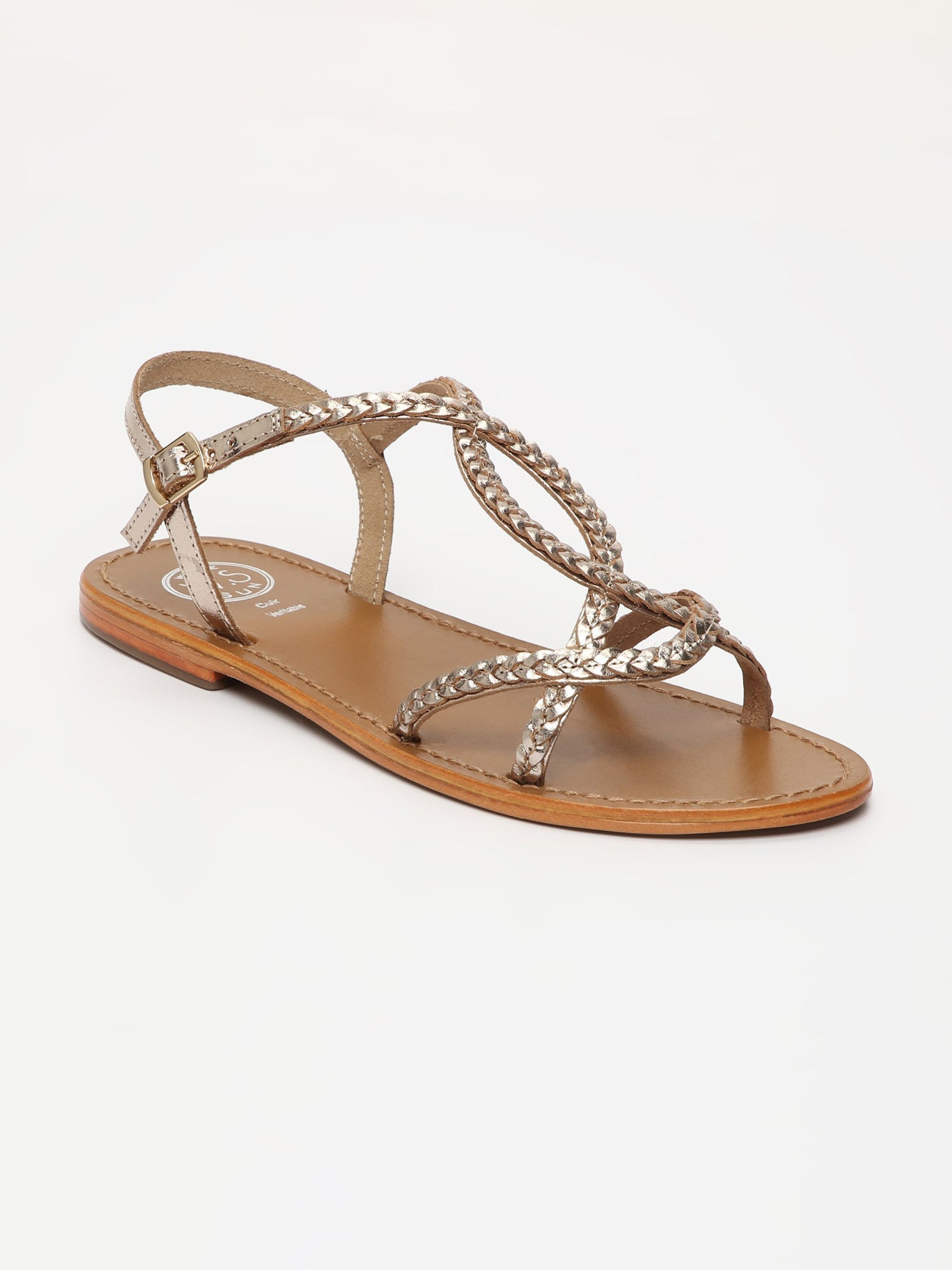 JUNO sandales tresse en cuir or