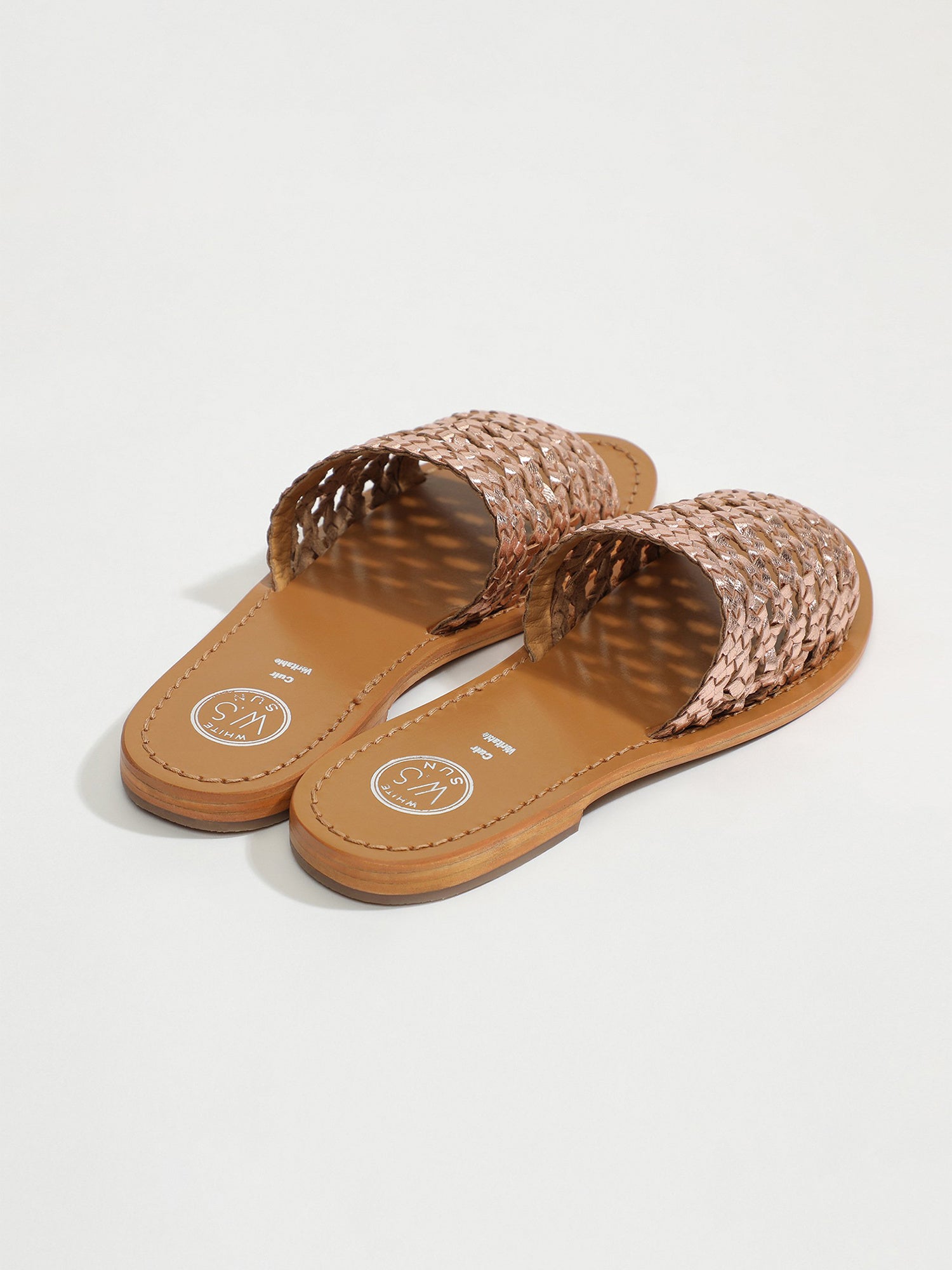 ALBORAYA mules tresse en cuir or rose