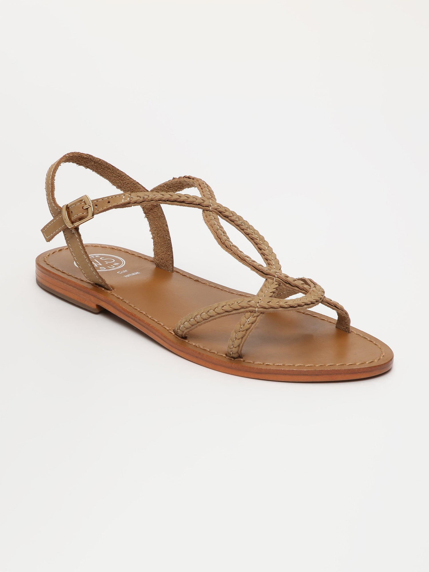 JUNO sandales tresse en cuir taupe