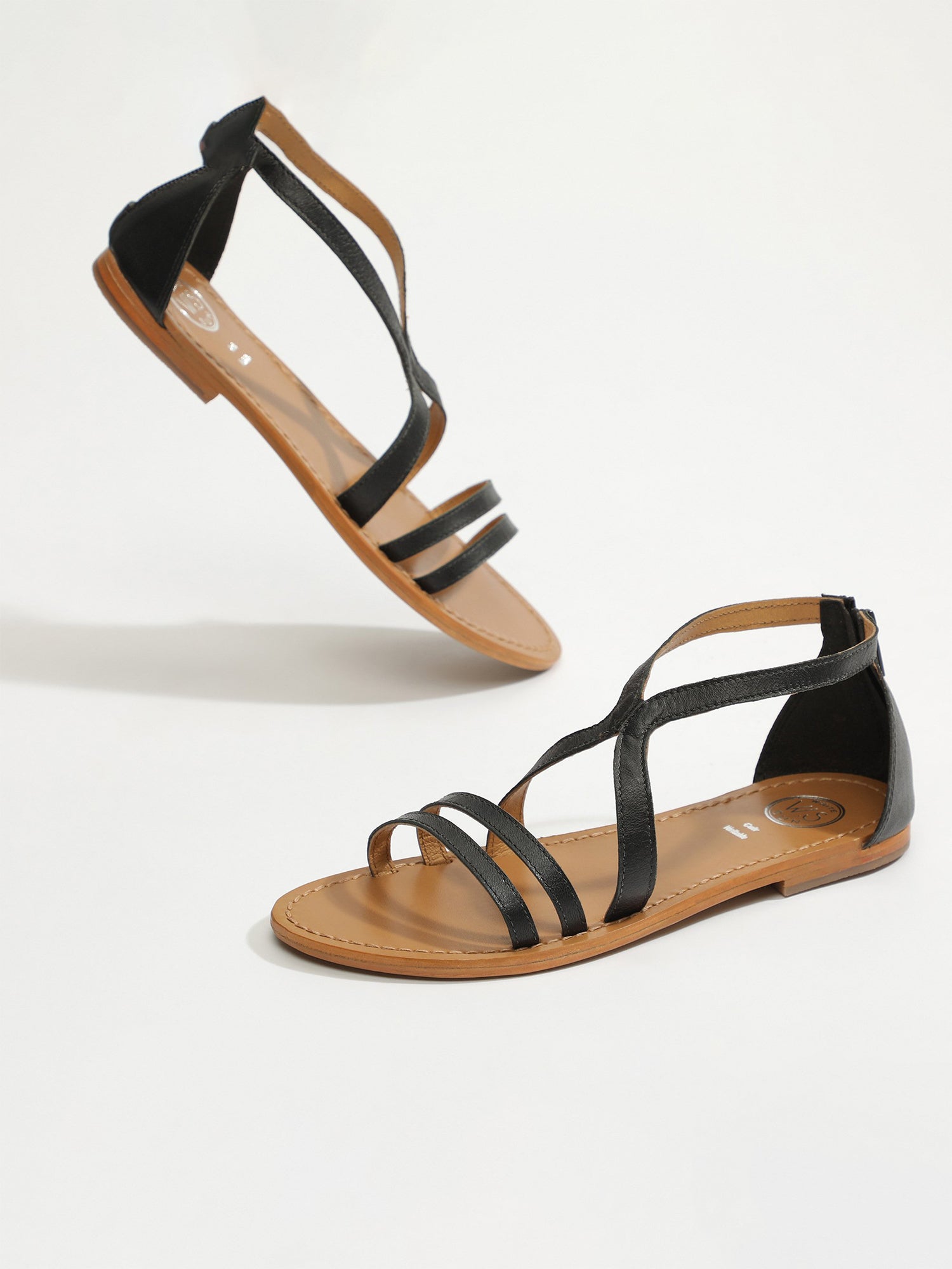 FELDERI sandales en cuir noir