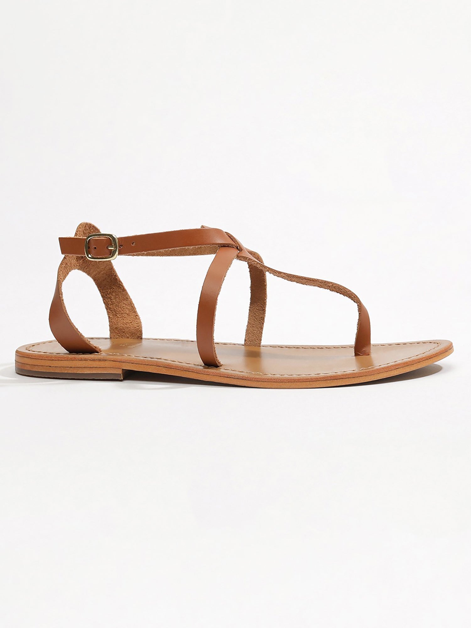 HARPA sandales entre doigt en cuir camel