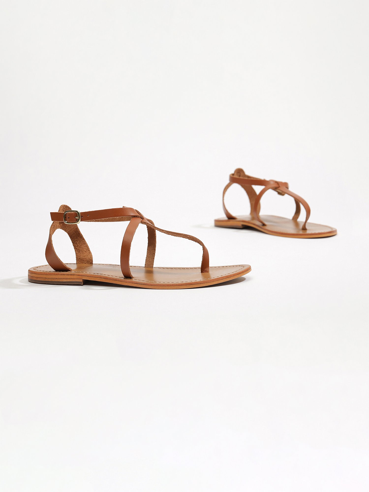 HARPA sandales entre doigt en cuir camel