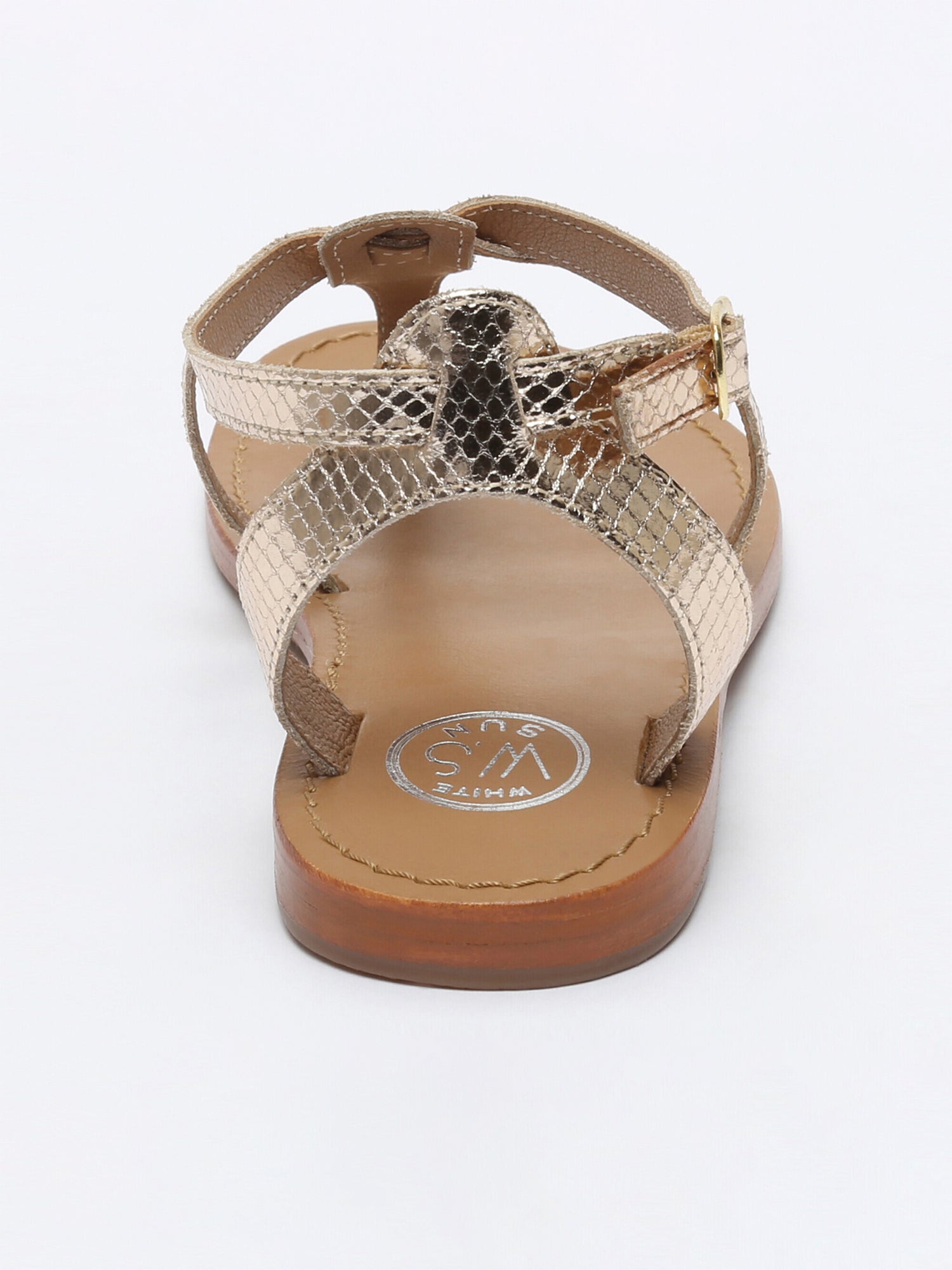 HARPA sandales entre doigt en cuir serpent doré