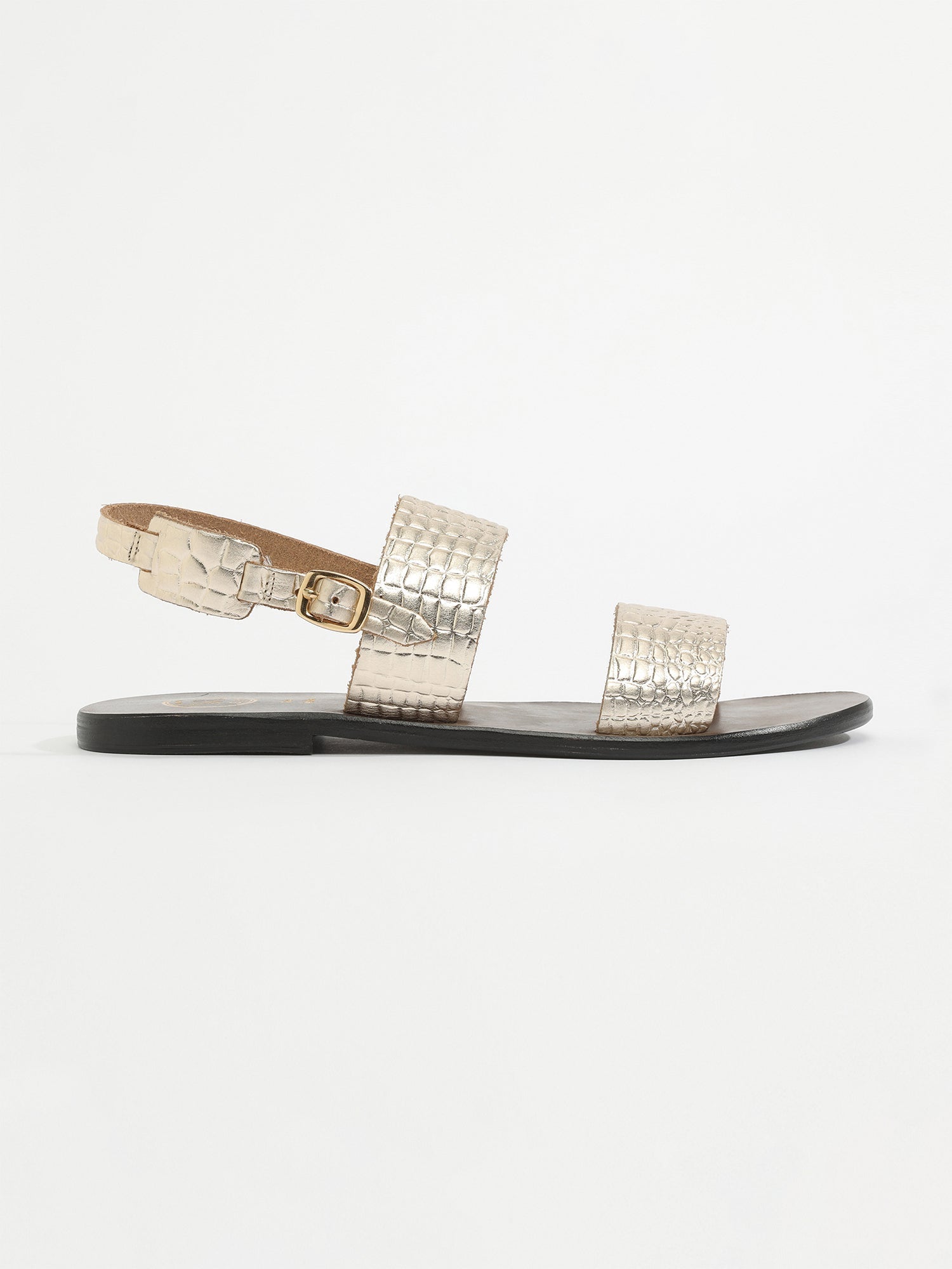 SAWAN sandales en cuir croco or clair