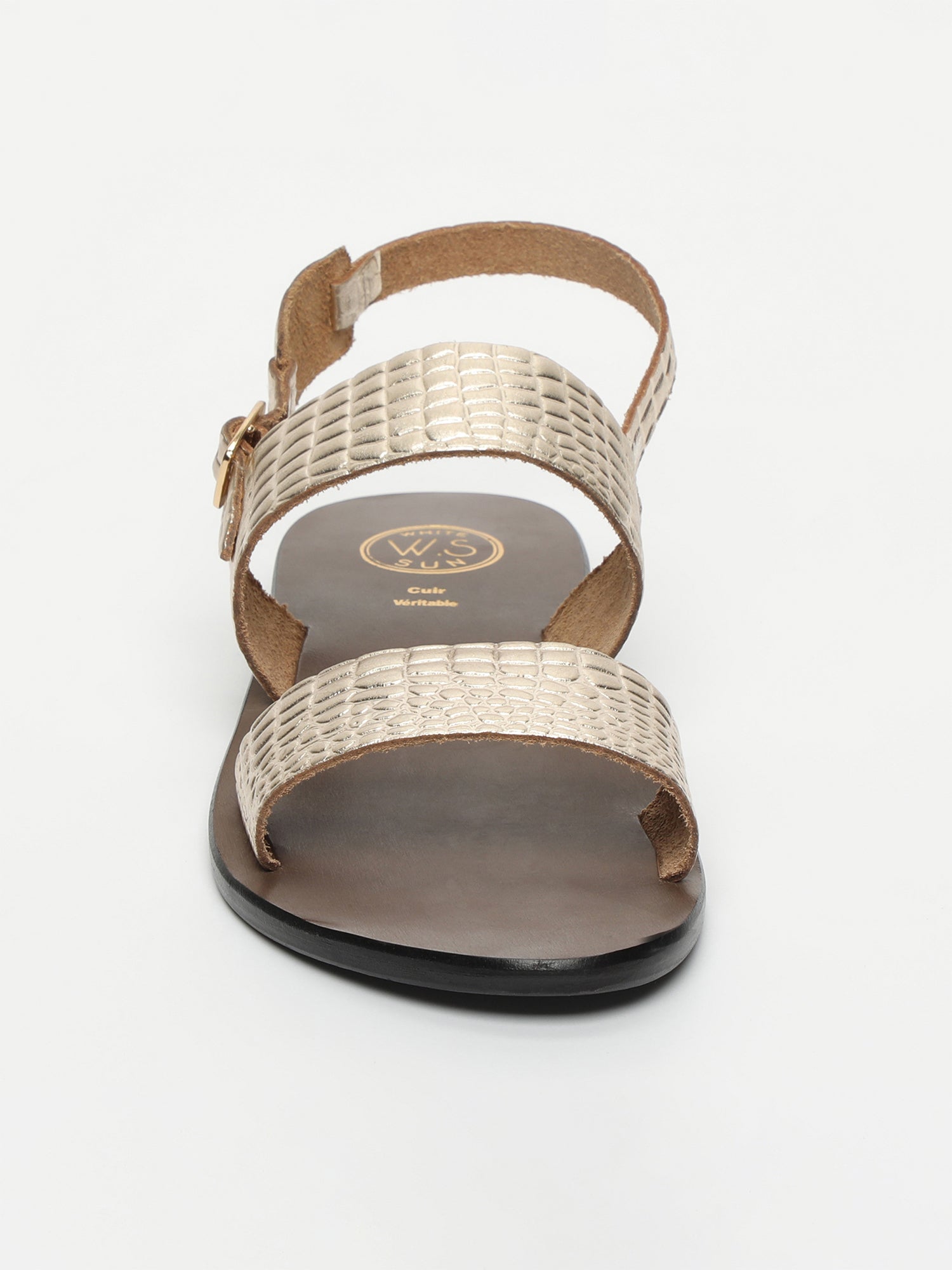 SAWAN sandales en cuir croco or clair
