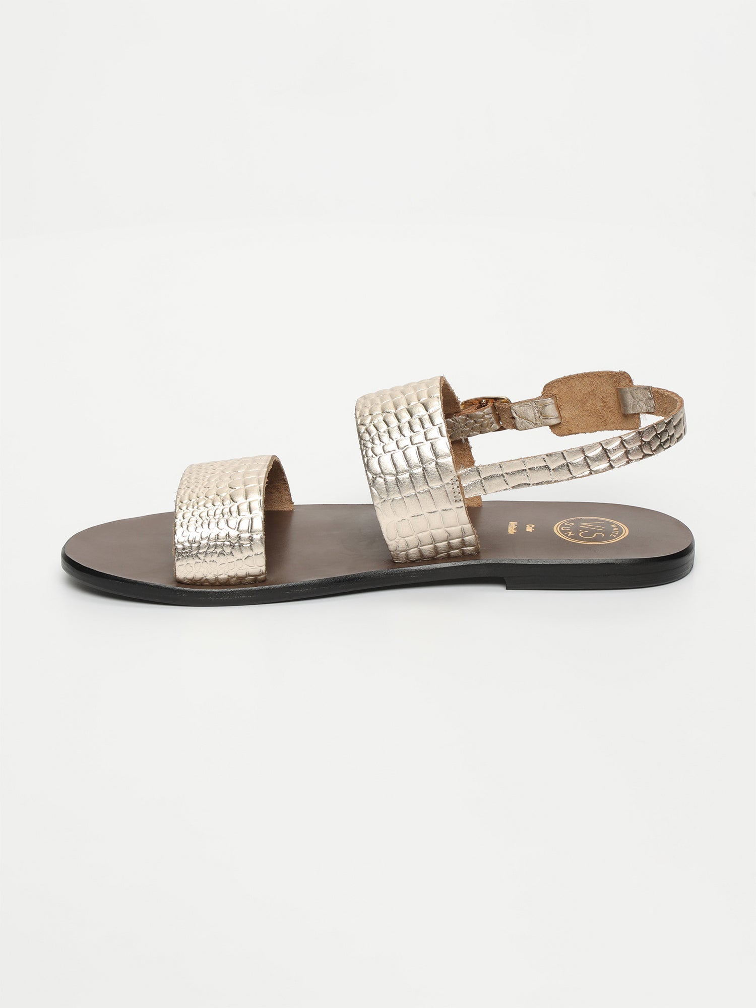 SAWAN sandales en cuir croco or clair