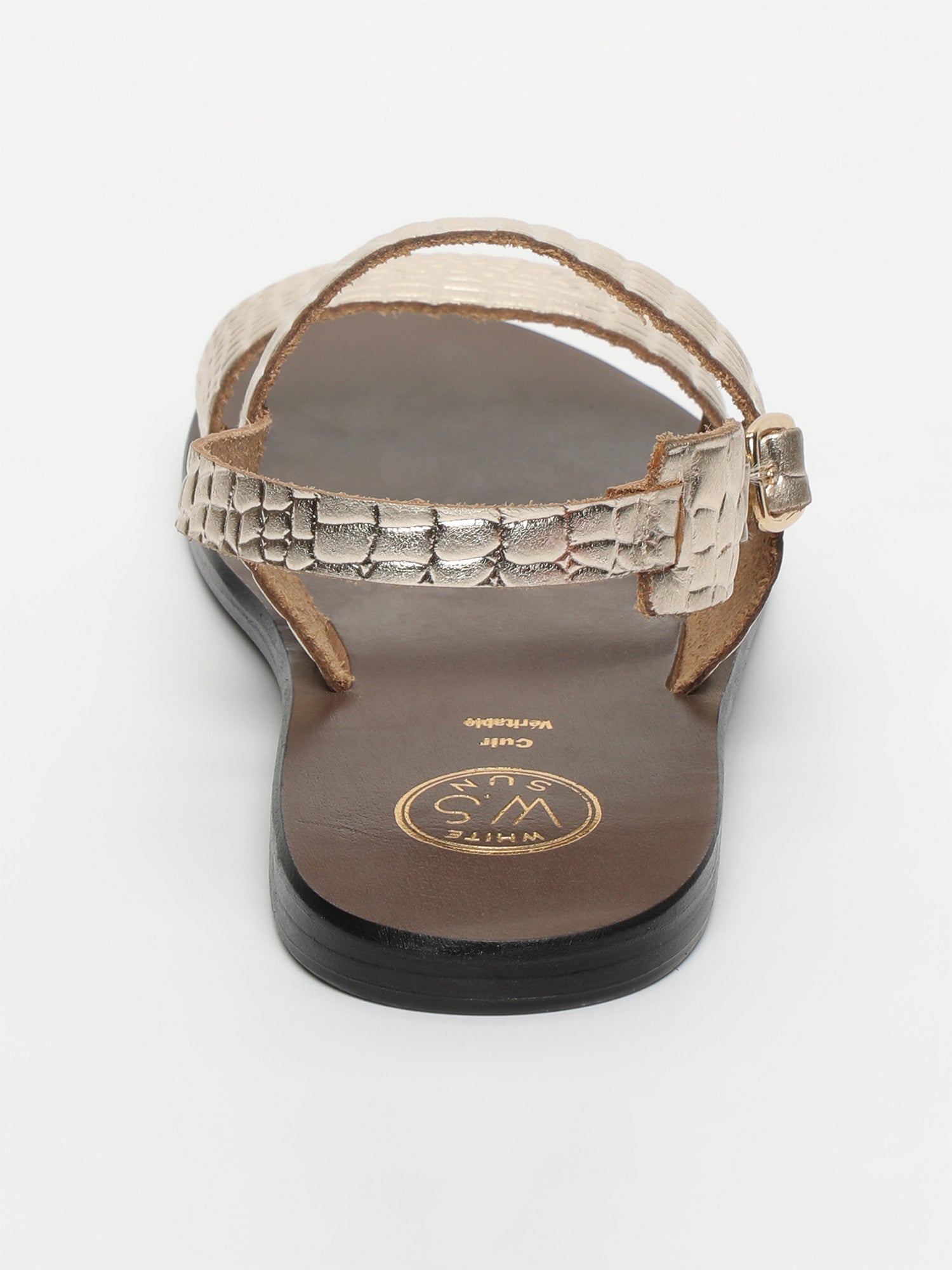 SAWAN sandales en cuir croco or clair