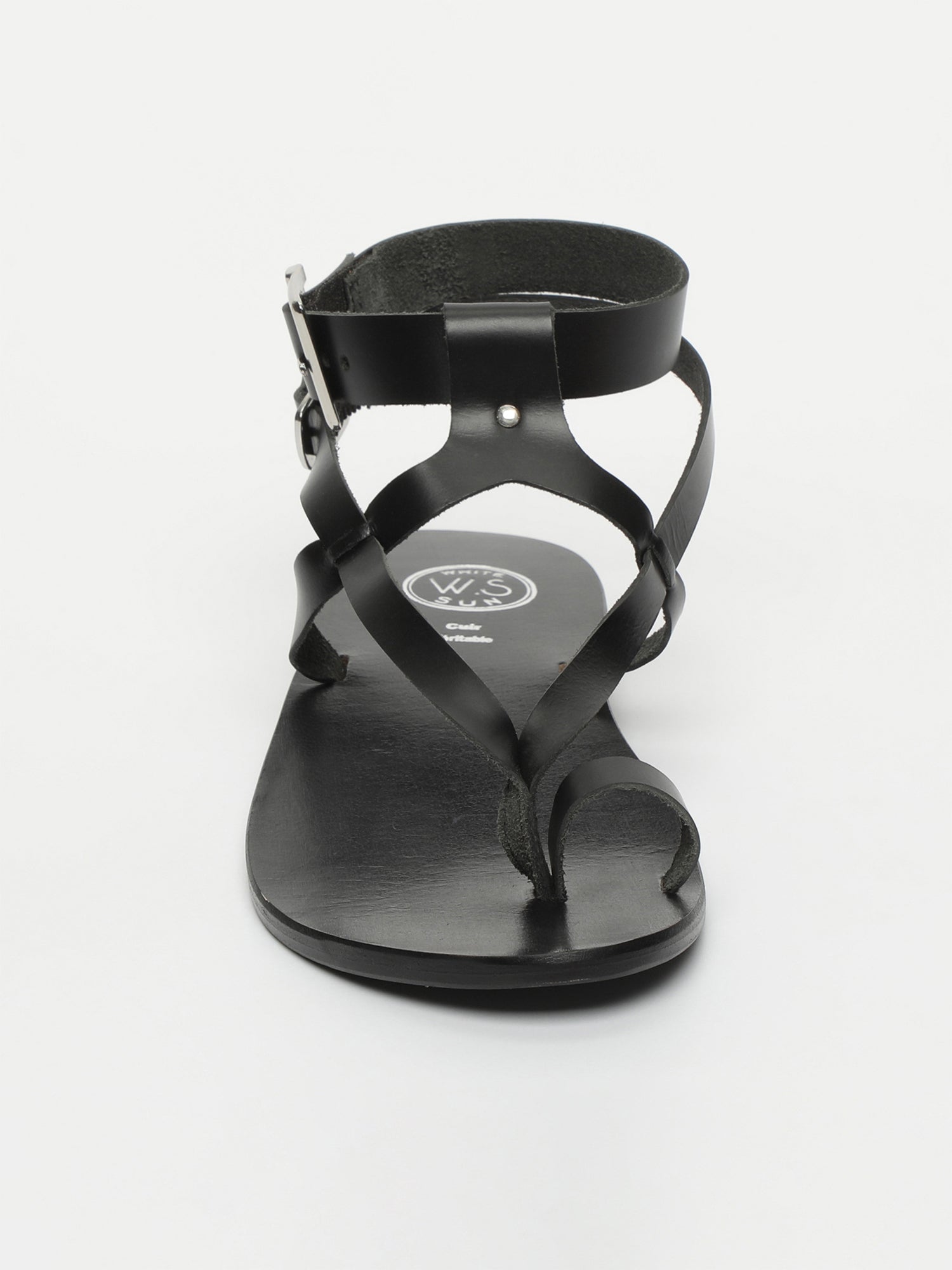 HERMANCE sandales spartiates entre doigt en cuir noir