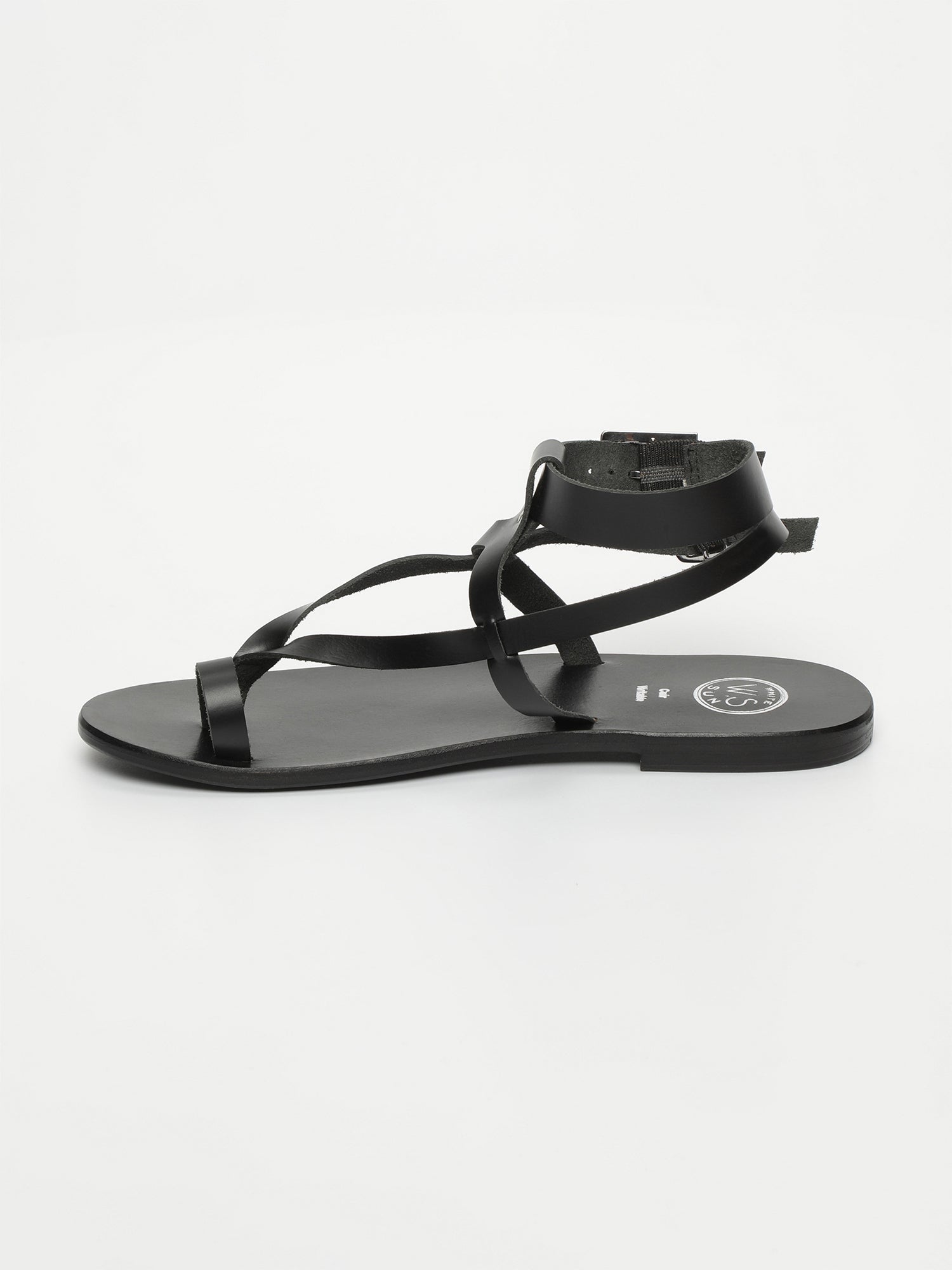 HERMANCE sandales spartiates entre doigt en cuir noir