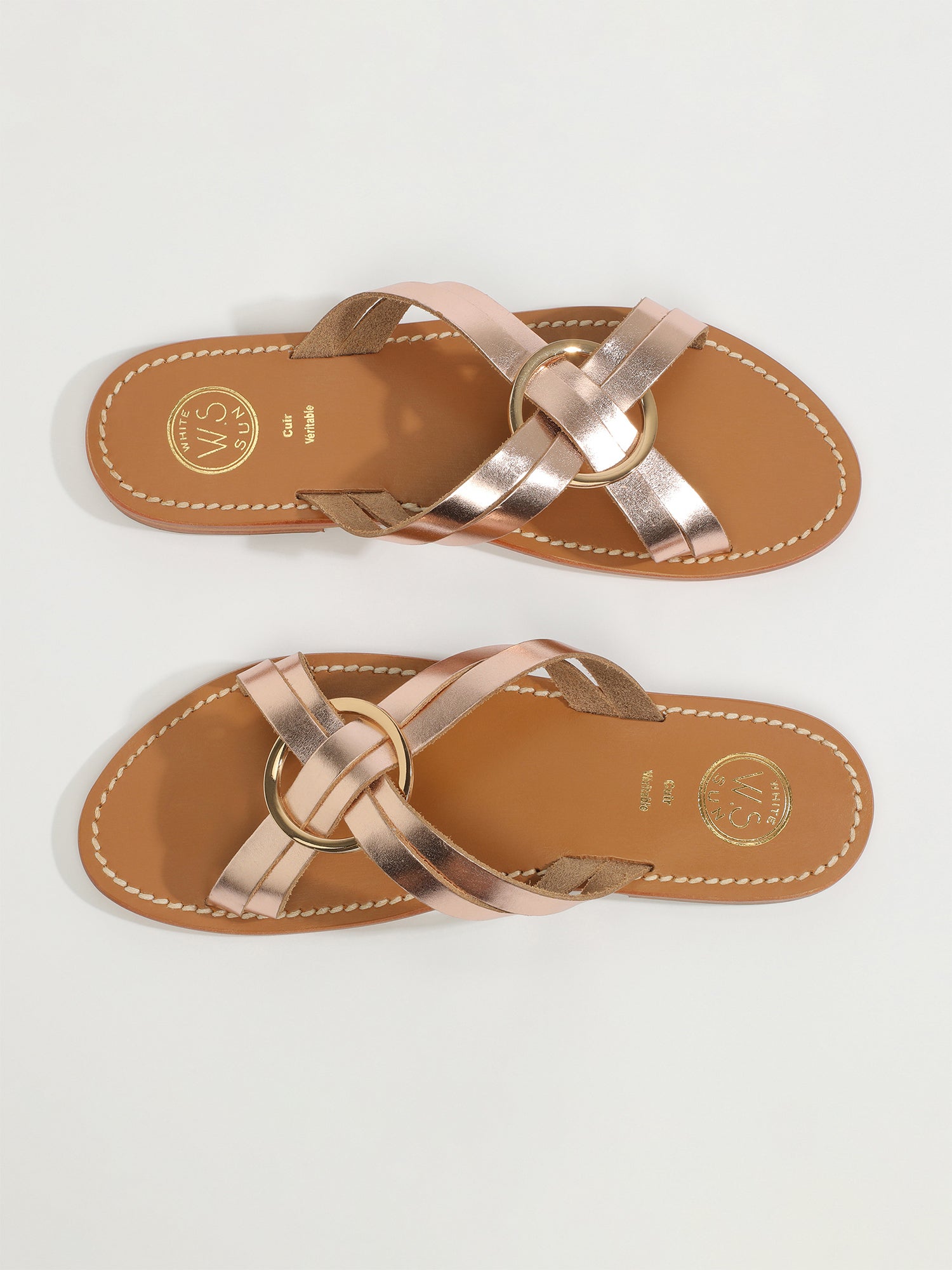 HYPOLITE sandales en cuir or rose