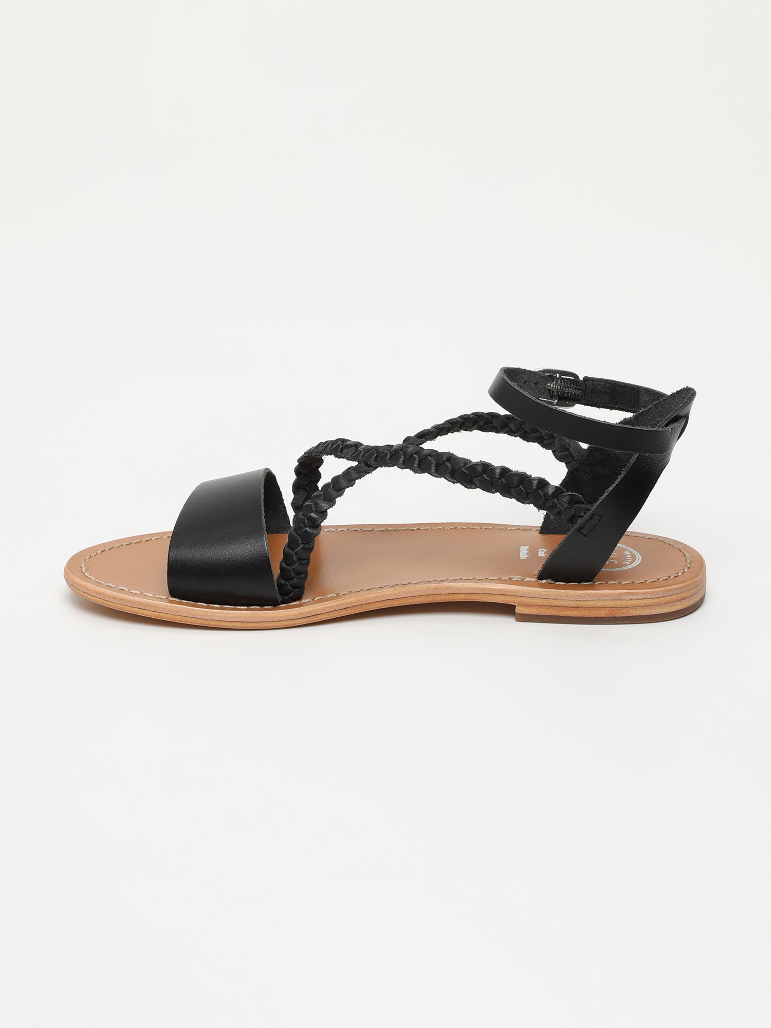 LEANDRA sandales tresse en cuir noir