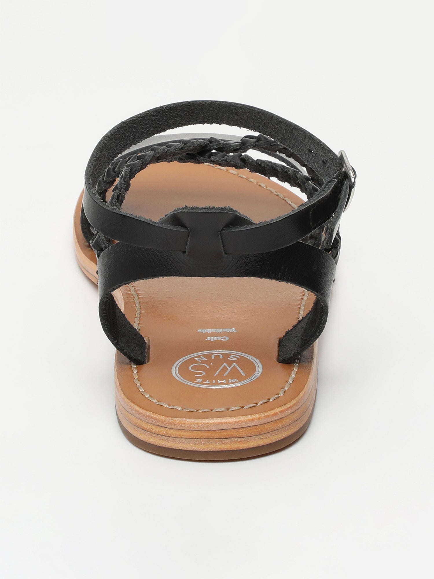 LEANDRA sandales tresse en cuir noir