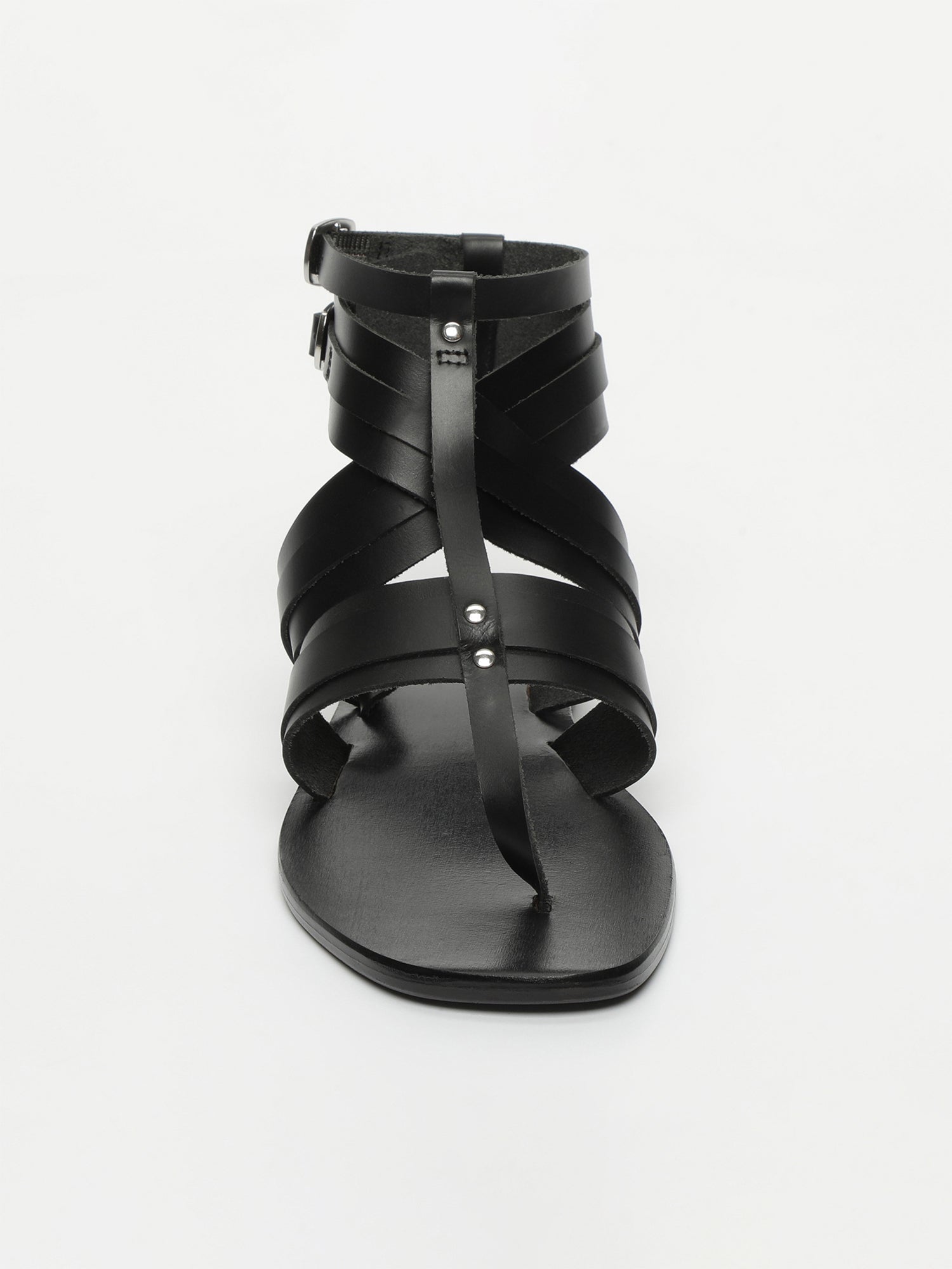 ANVERT sandales spartiates entre doigt en cuir noir