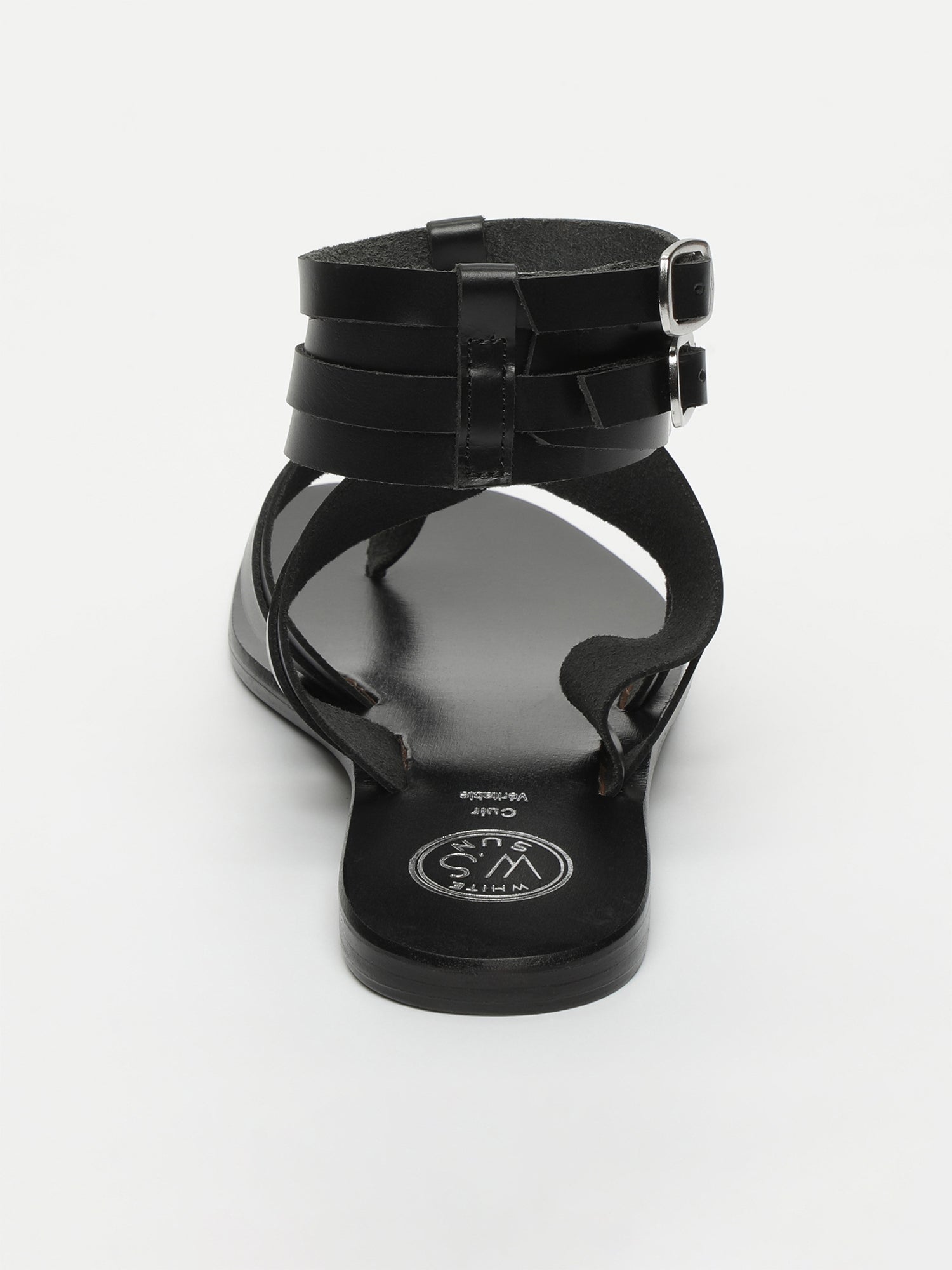 ANVERT sandales spartiates entre doigt en cuir noir