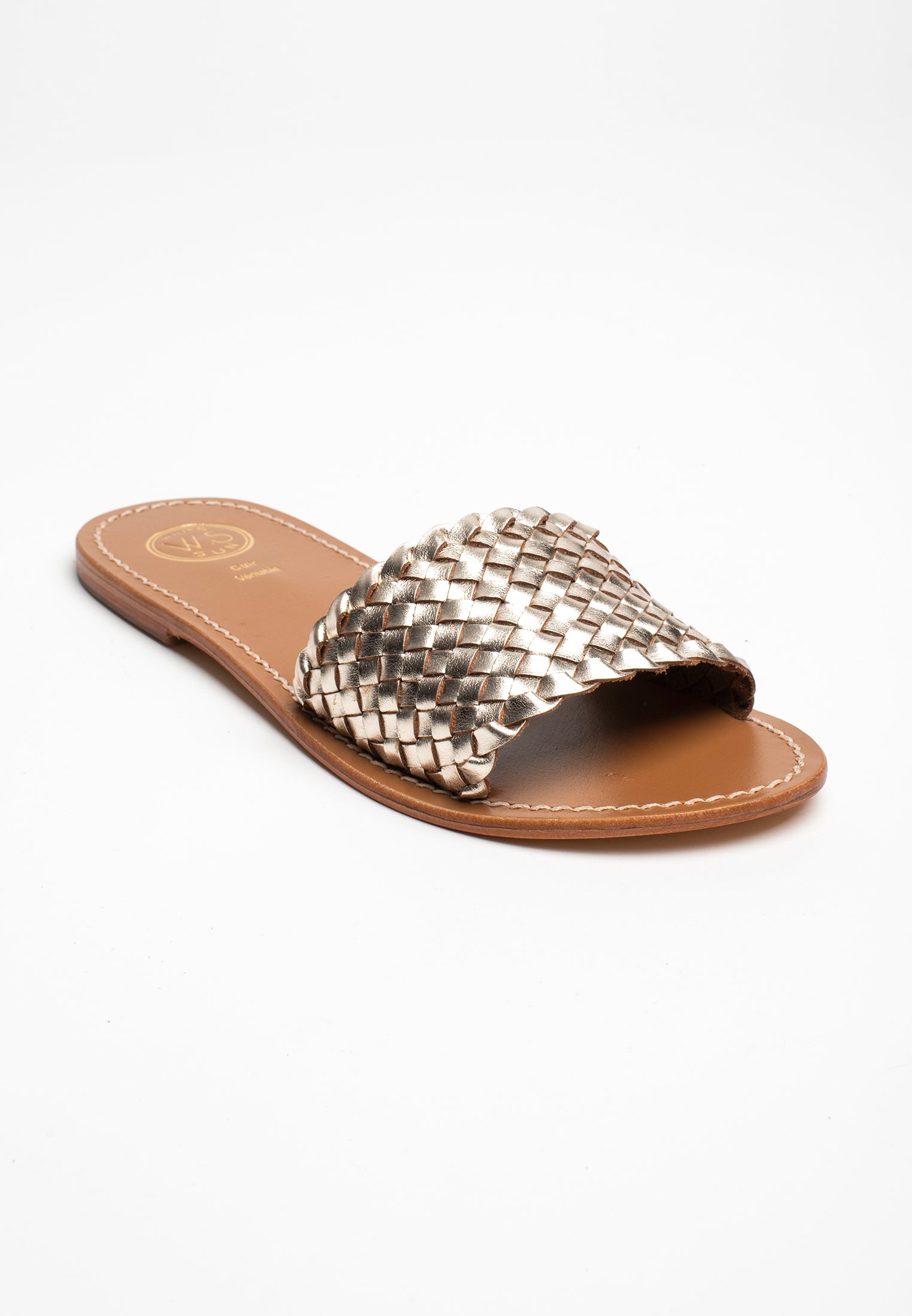CANDIDA mules tresse en cuir or