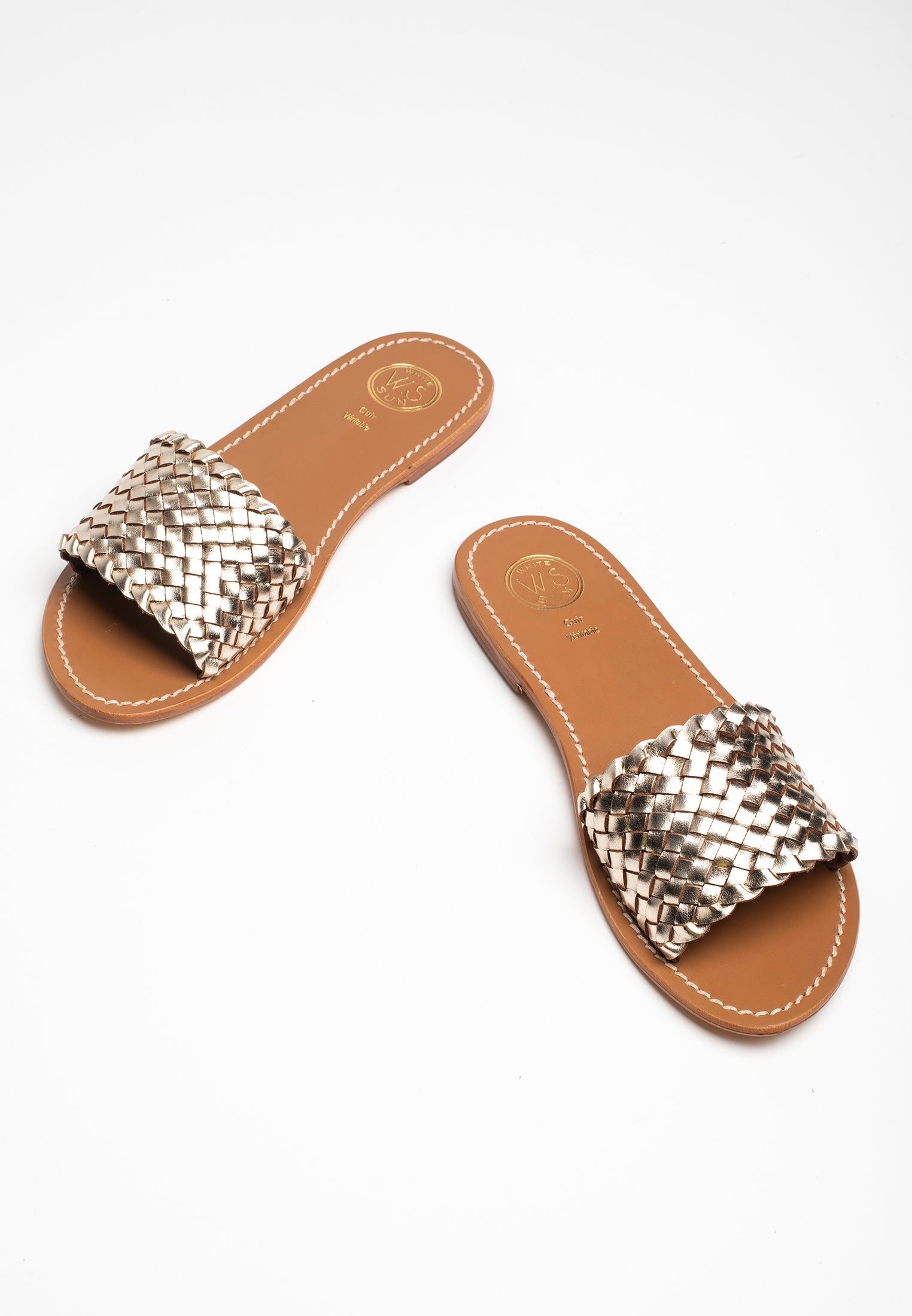 CANDIDA mules tresse en cuir or