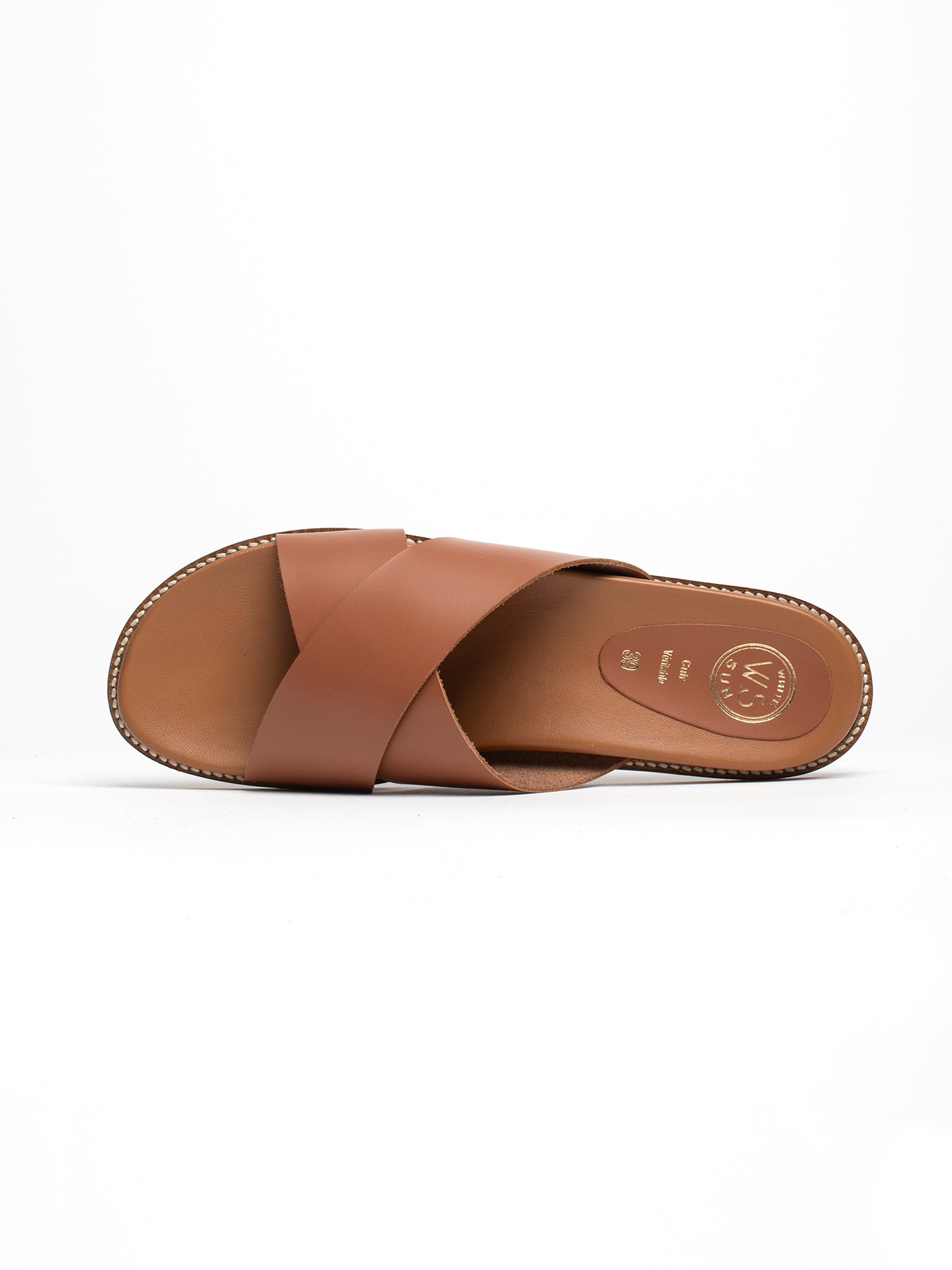 LOUTSIAN mules en cuir camel