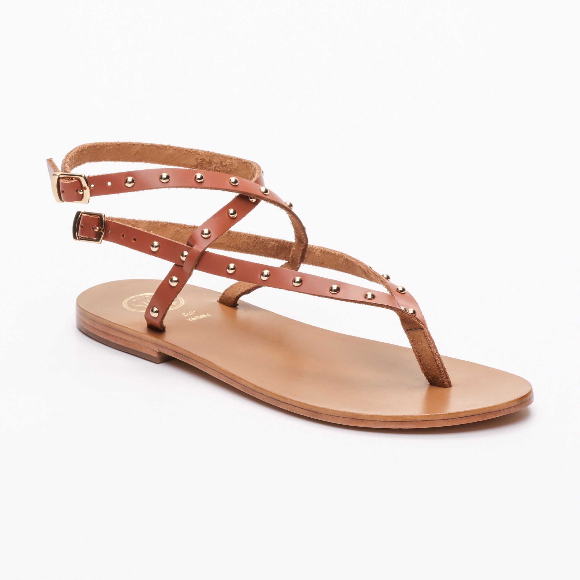 MELONA sandales spartiates entre doigt en cuir camel