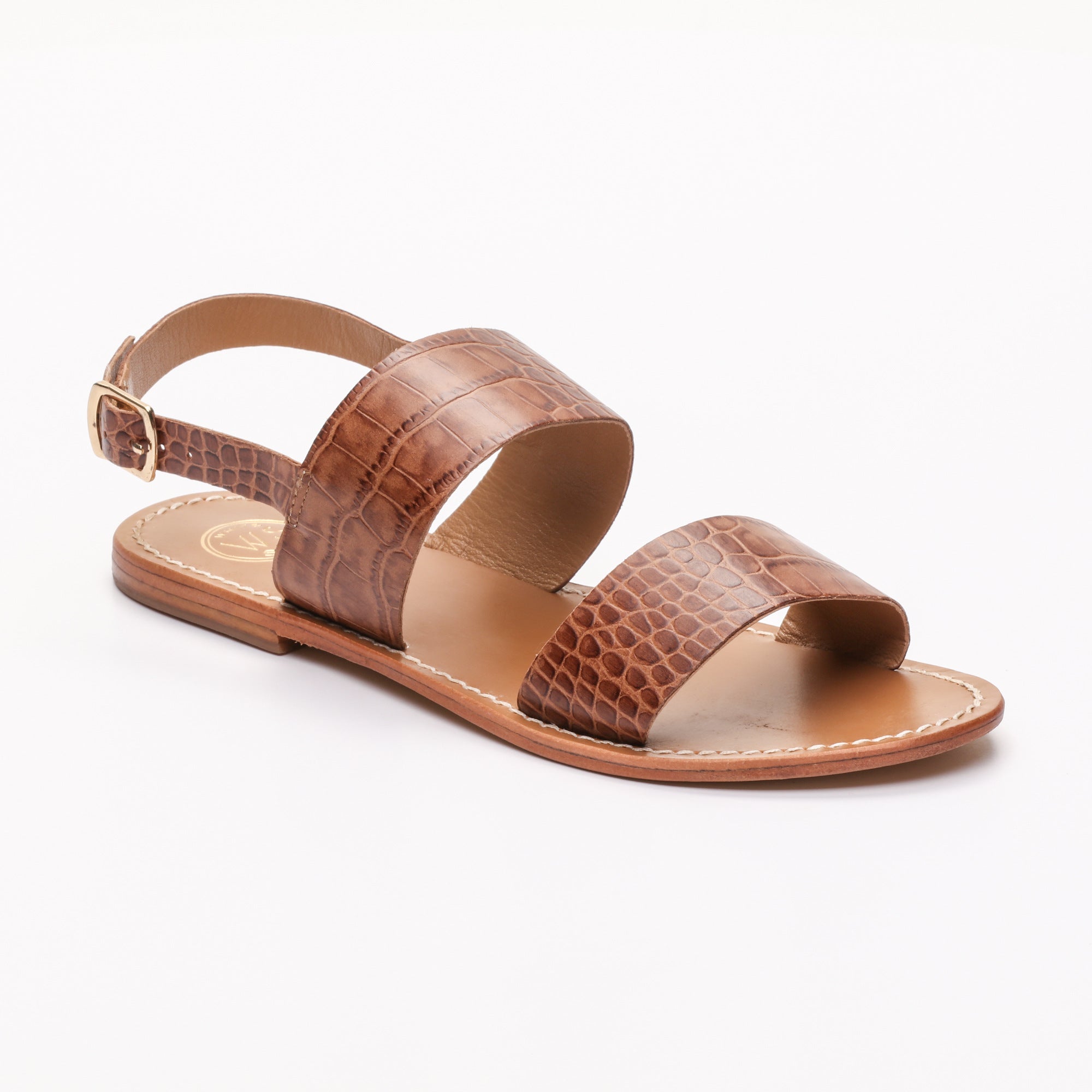 DILETTA sandales en cuir croco brun