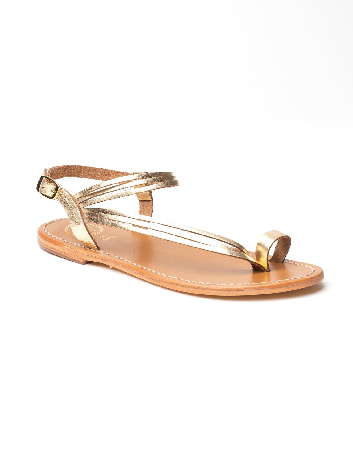 AQUIRAZ sandales entre doigt en cuir or foncé