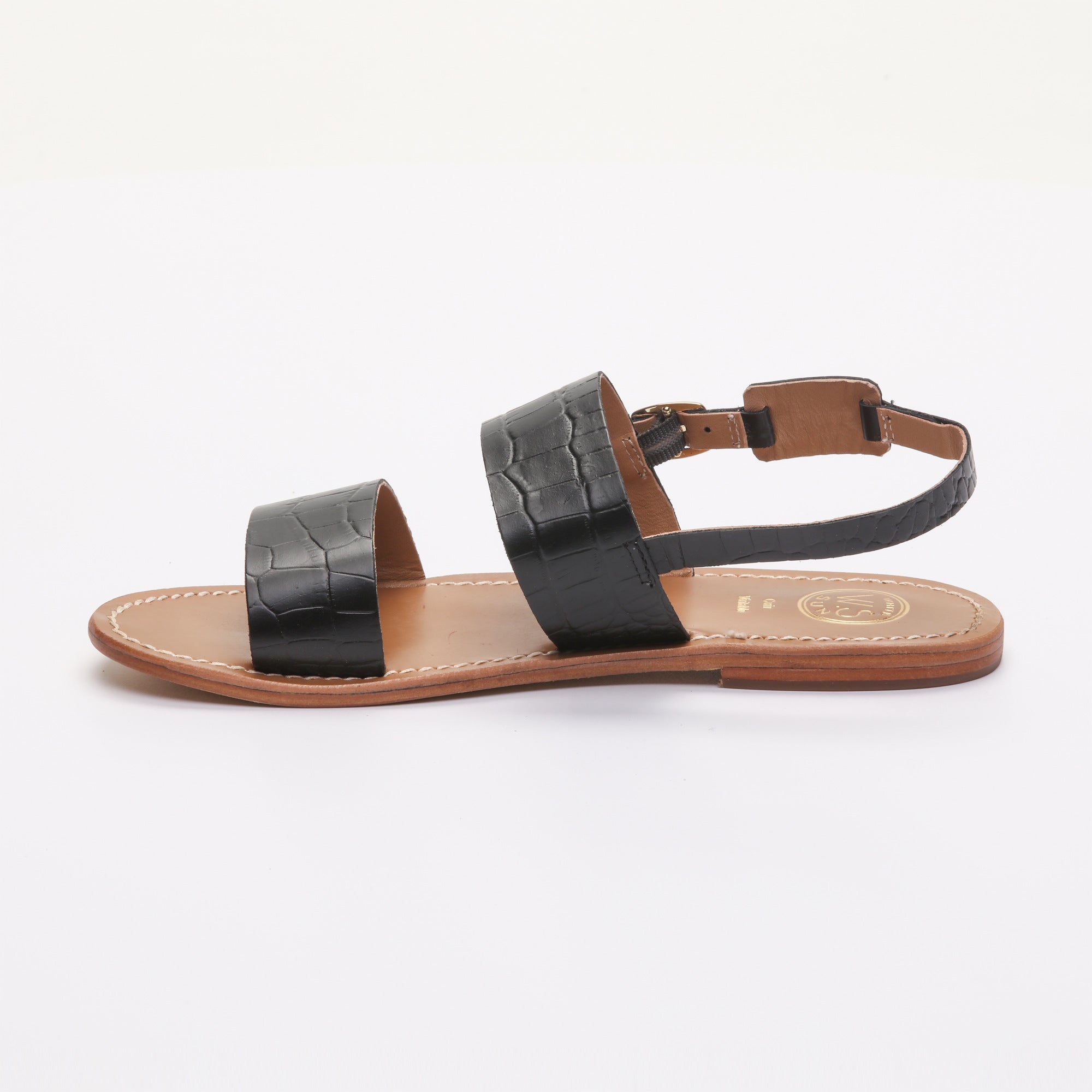 SAWAN sandales en cuir croco noir