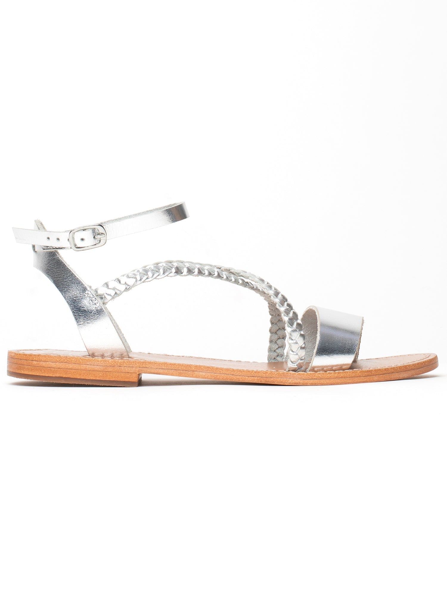 LEANDRA sandales tresse en cuir argent