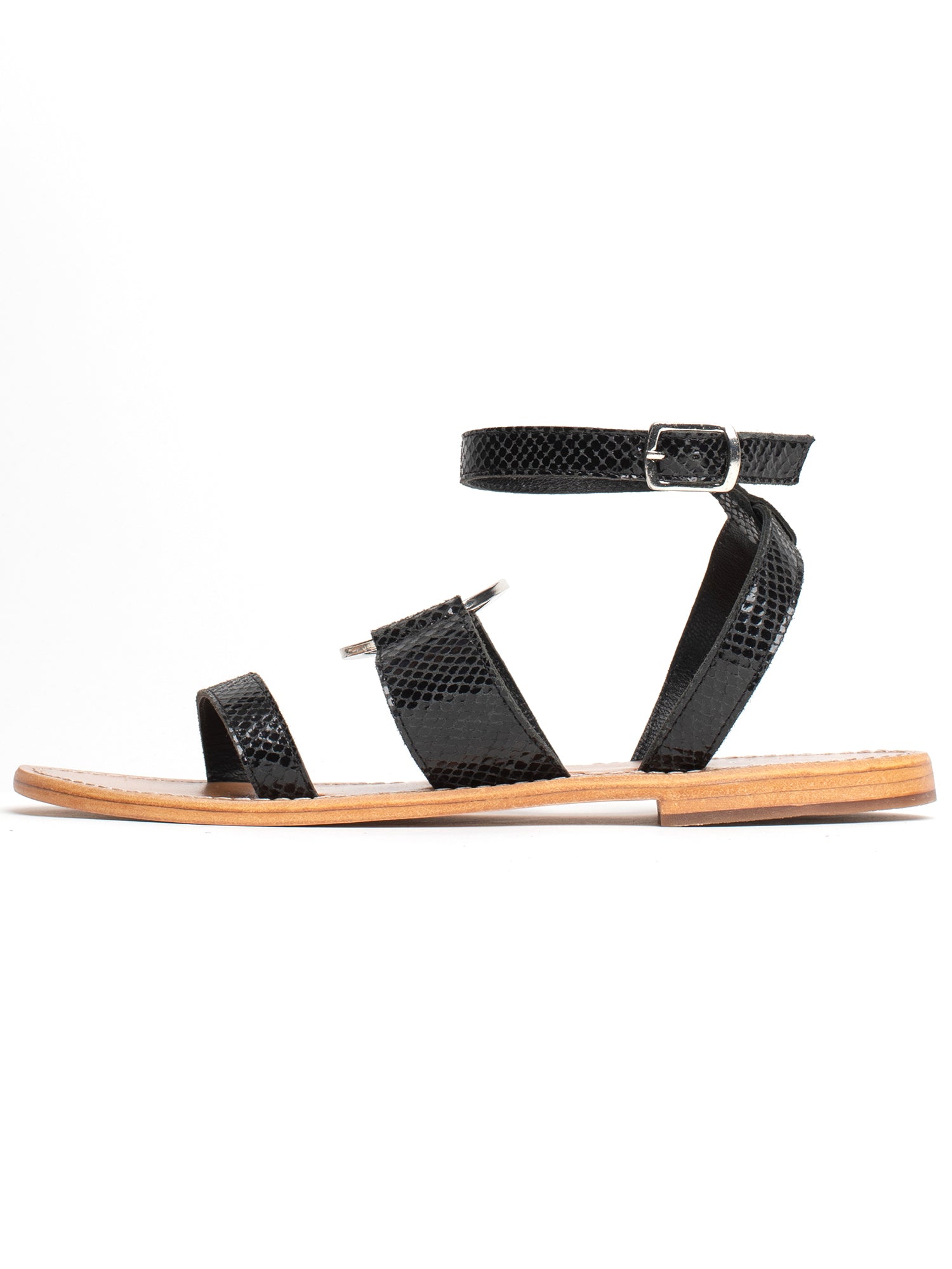 LUBIANA sandales en cuir python noir