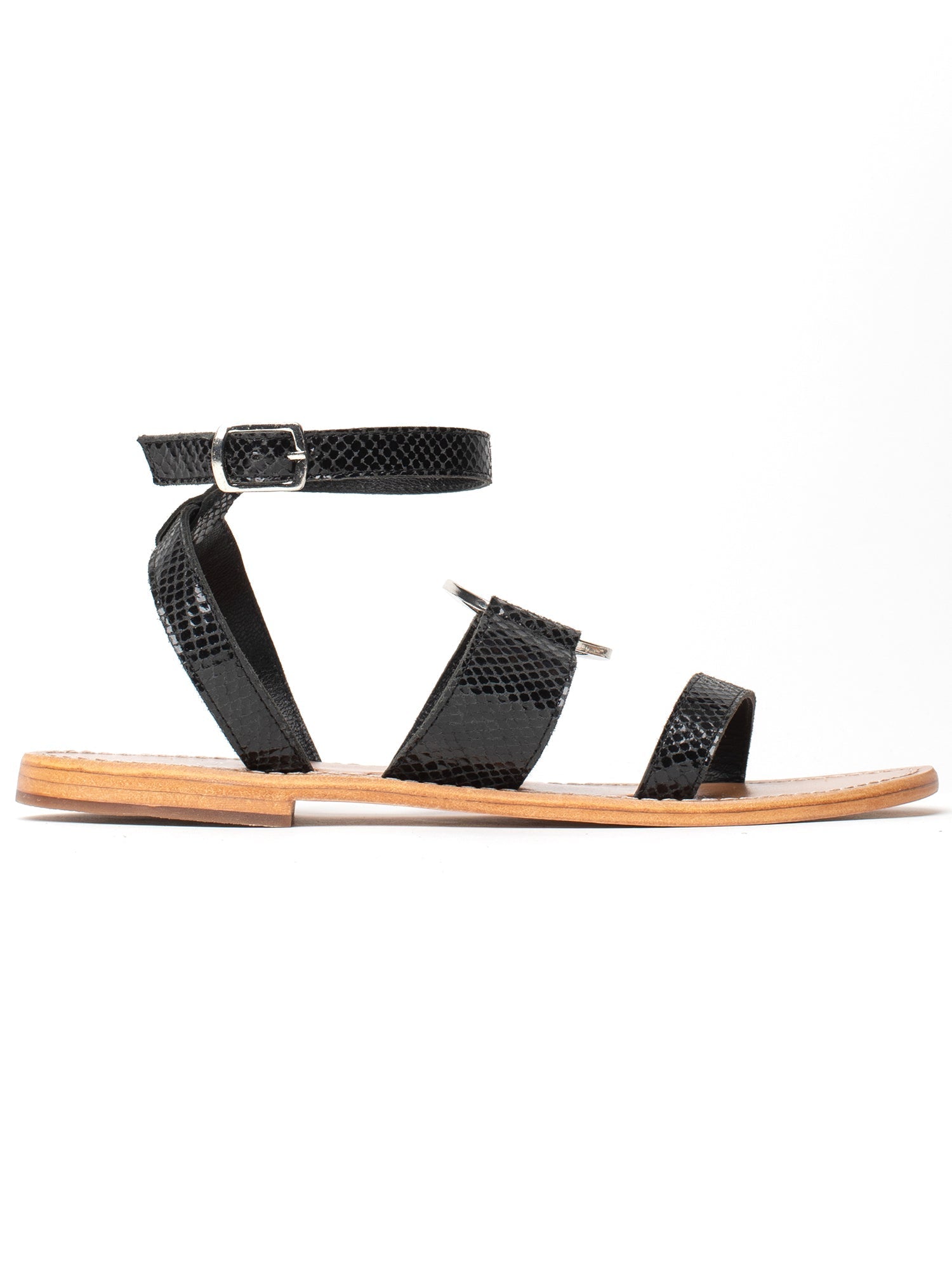 LUBIANA sandales en cuir python noir