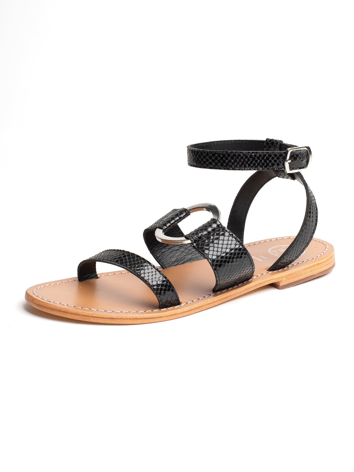 LUBIANA sandales en cuir python noir