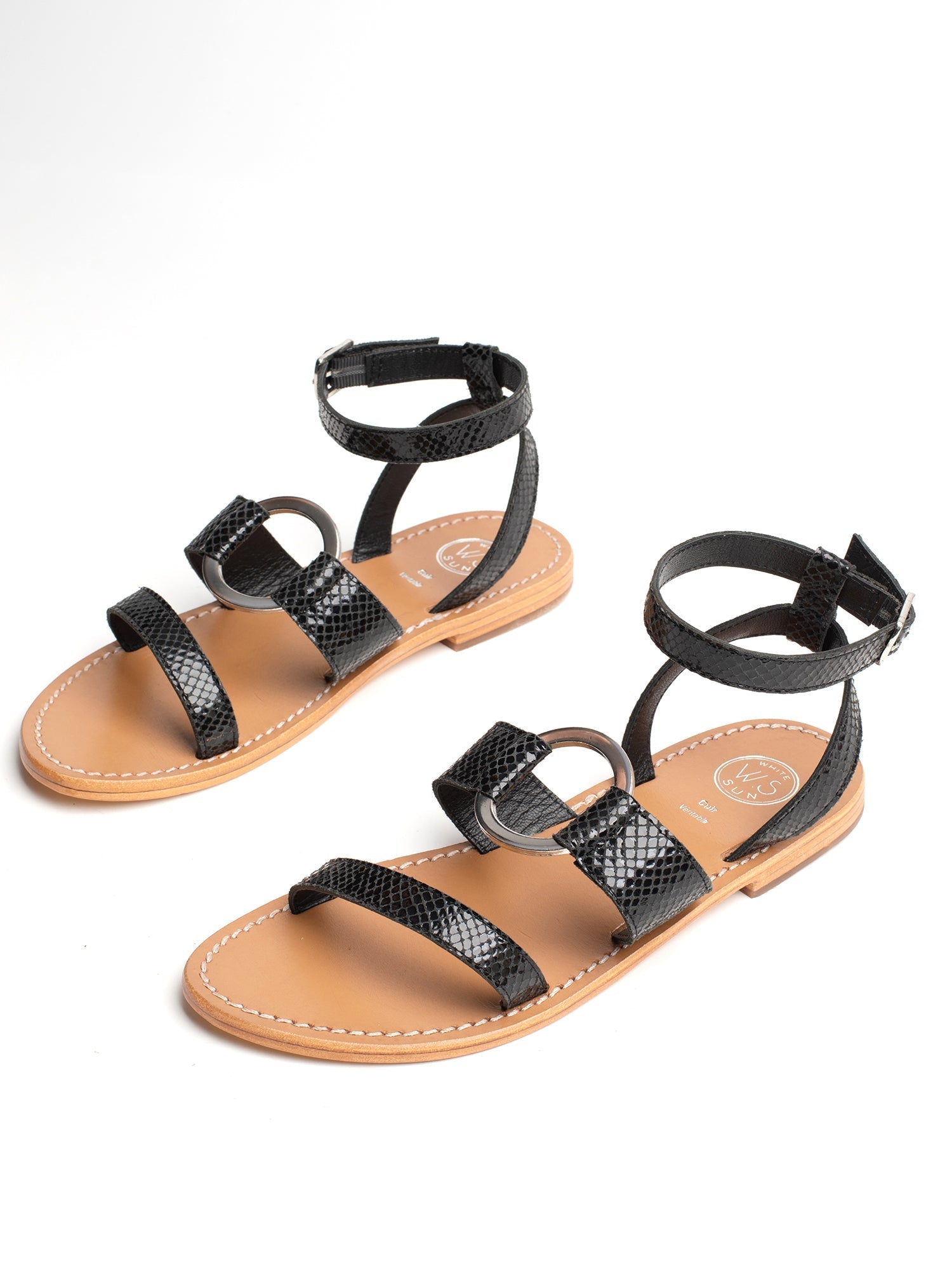 LUBIANA sandales en cuir python noir