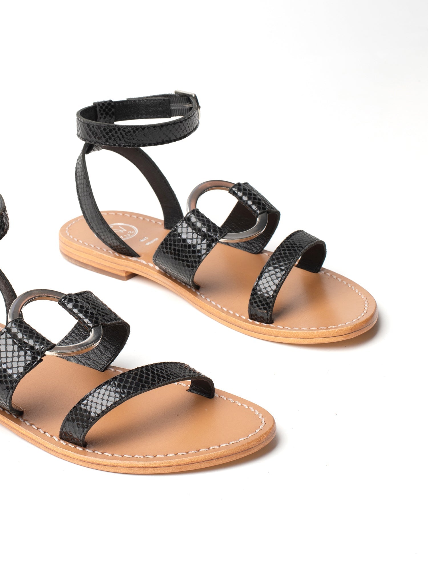 LUBIANA sandales en cuir python noir
