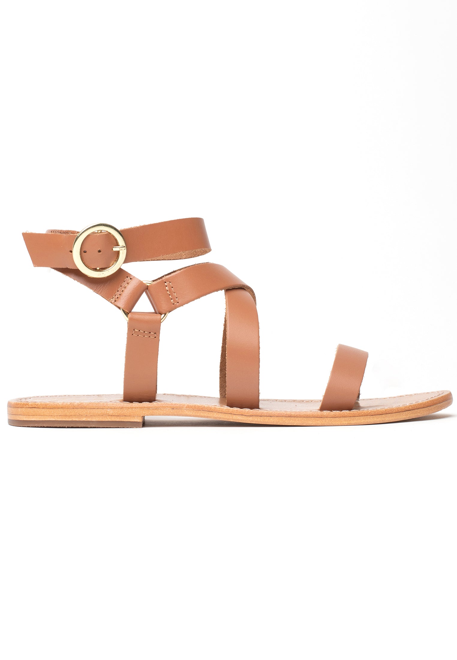 CHAREL sandales spartiates bracelet de cheville en cuir camel