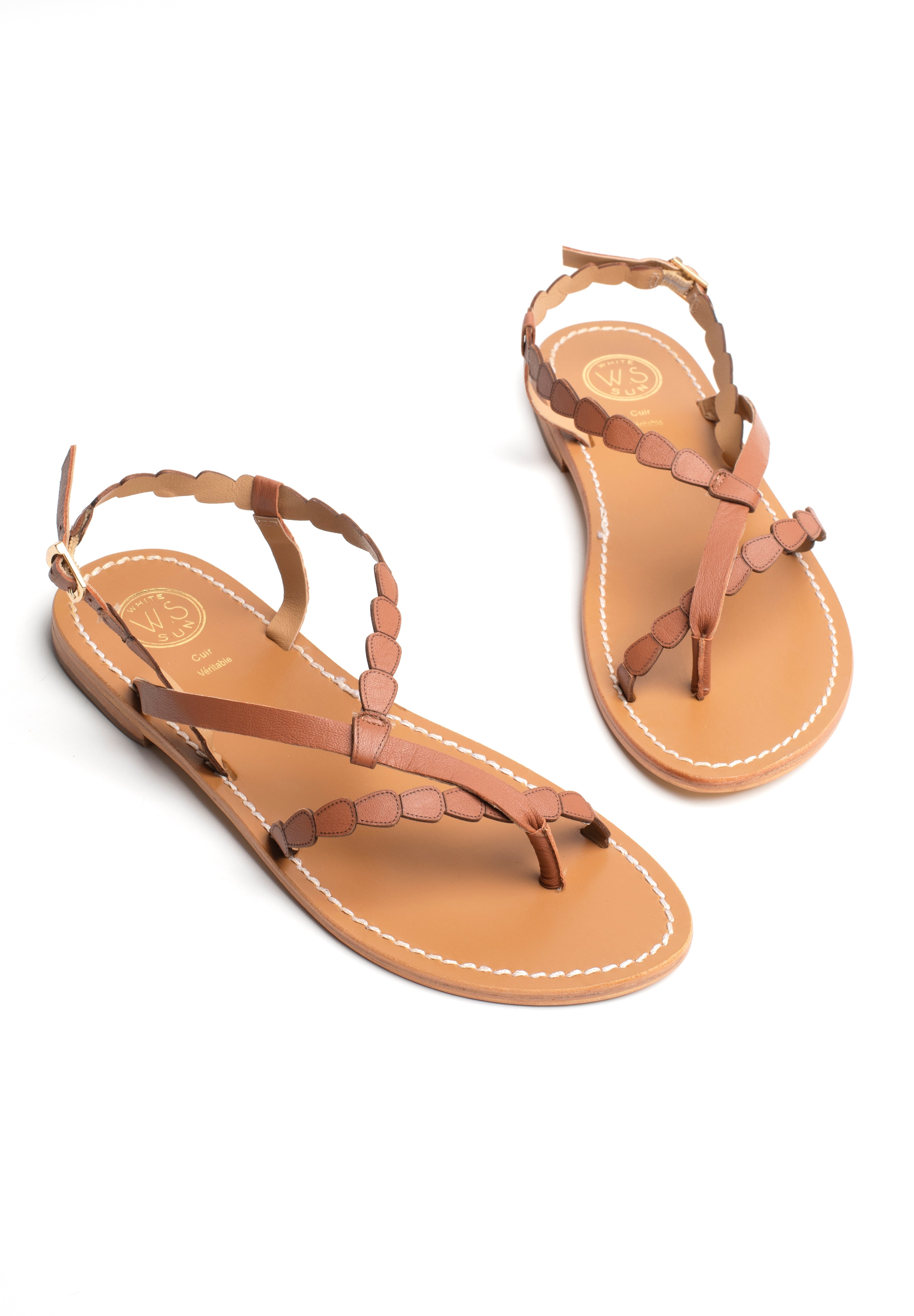 ANOUK sandales entre doigt en cuir camel