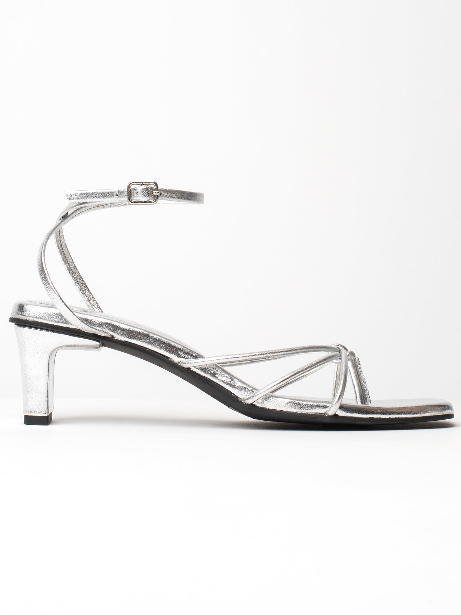 ABEYTU sandales en cuir argent