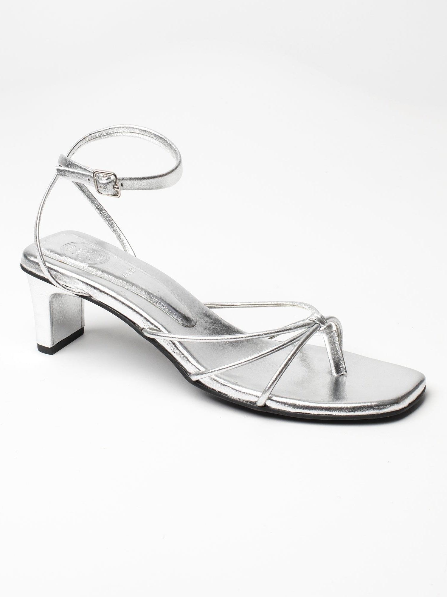 ABEYTU sandales en cuir argent