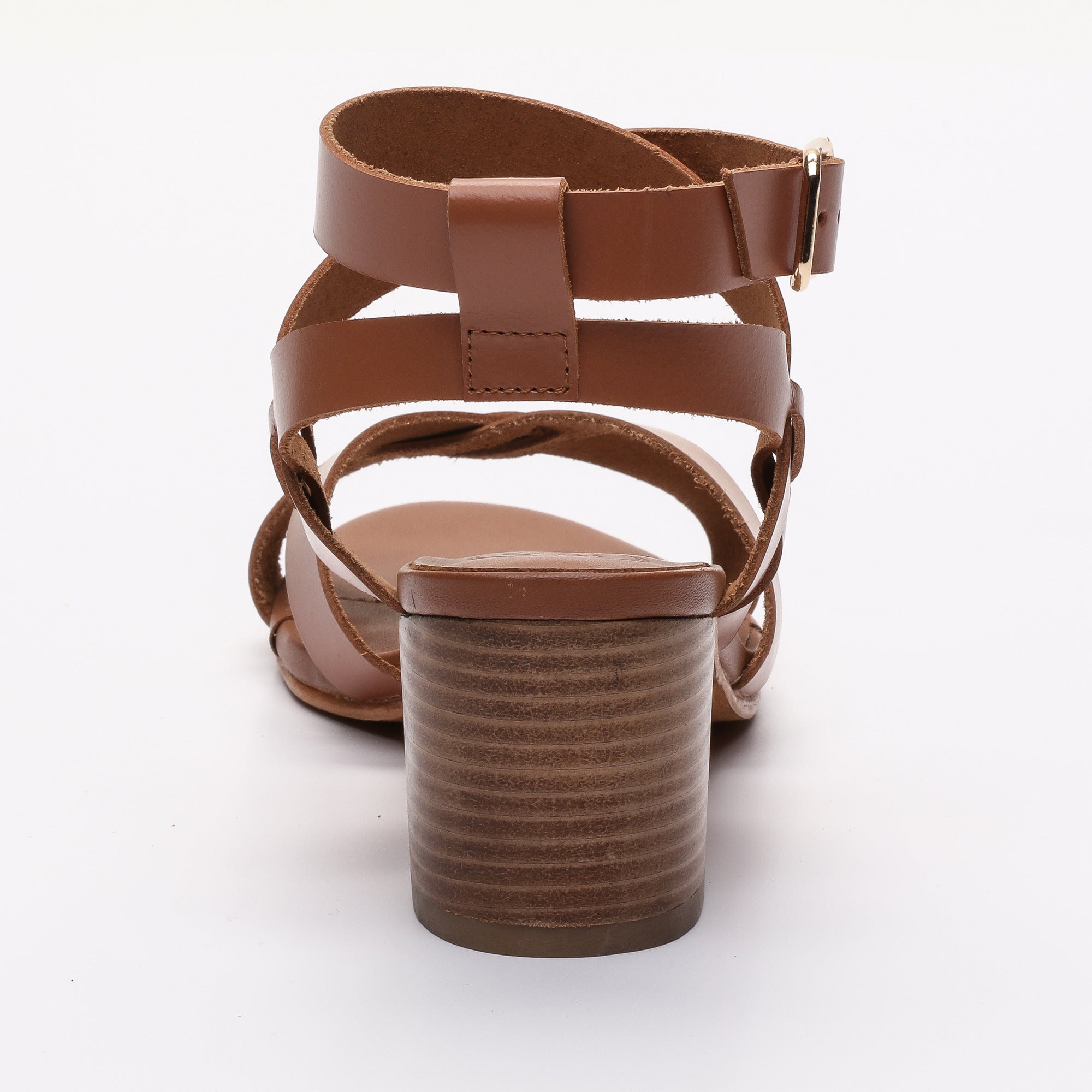 ANABA sandales talon bracelet de cheville en cuir camel