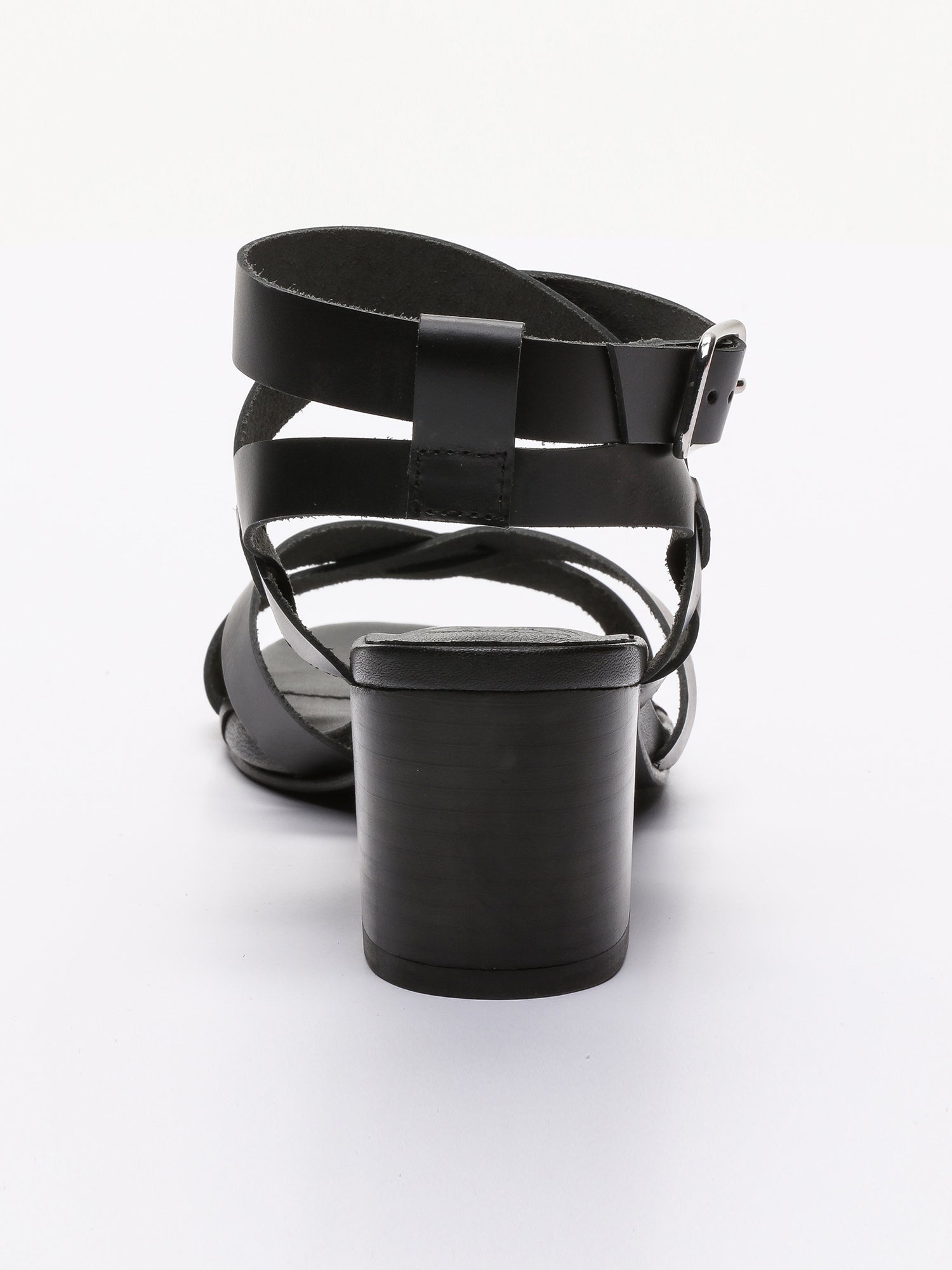 ANABA sandales talon bracelet de cheville en cuir noir