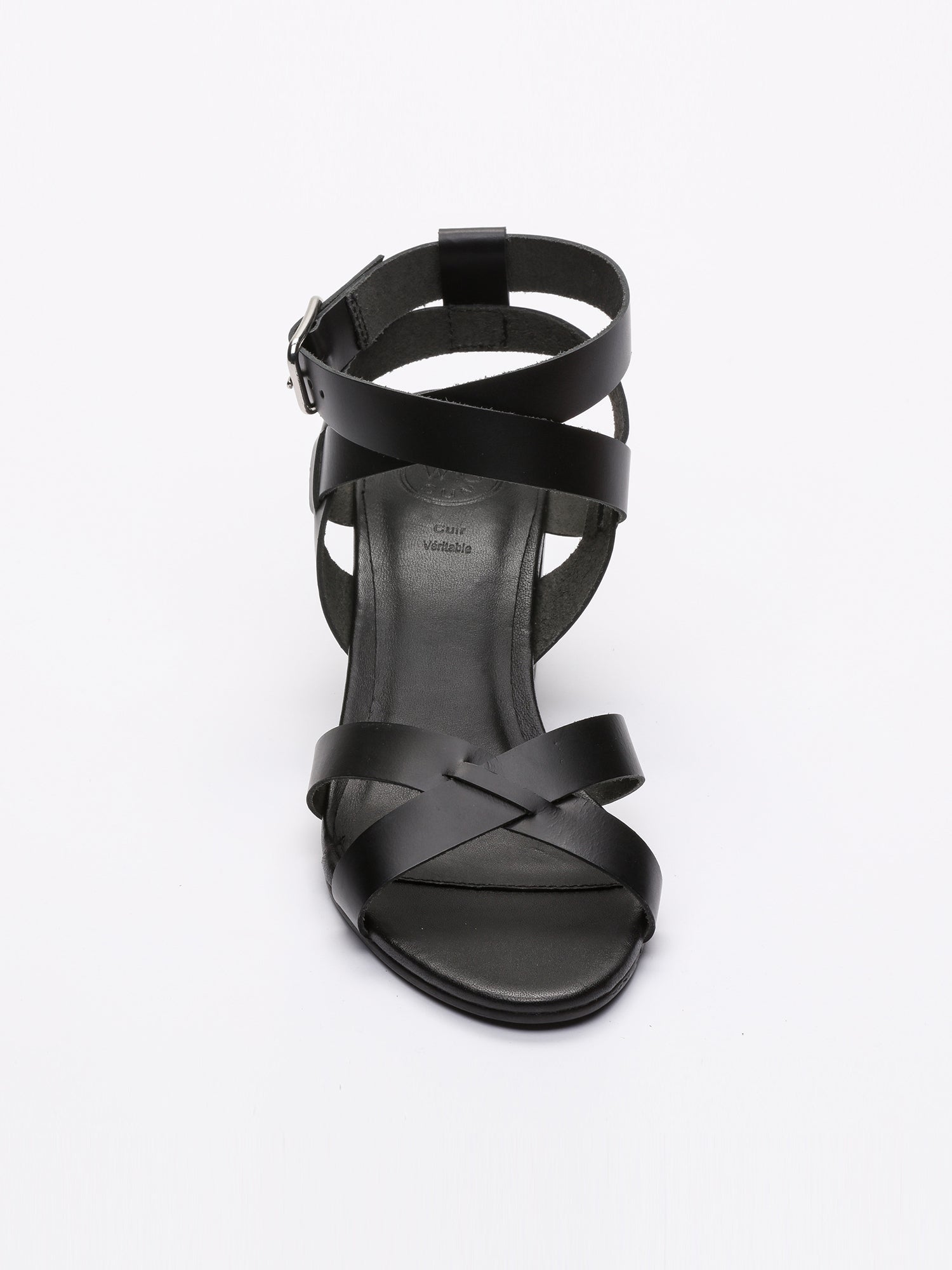 ANABA sandales talon bracelet de cheville en cuir noir