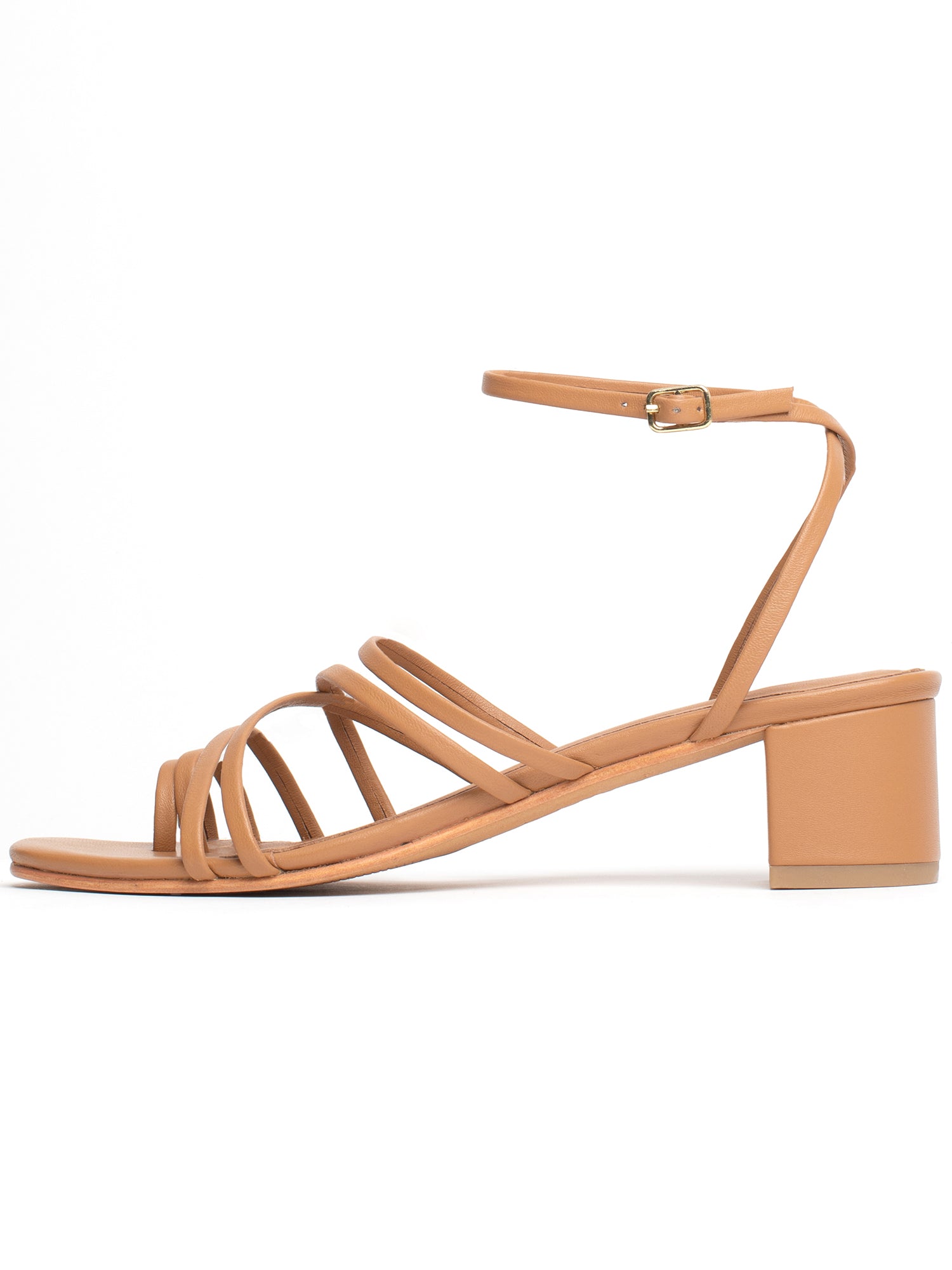 ASHAISHA sandales en cuir camel clair