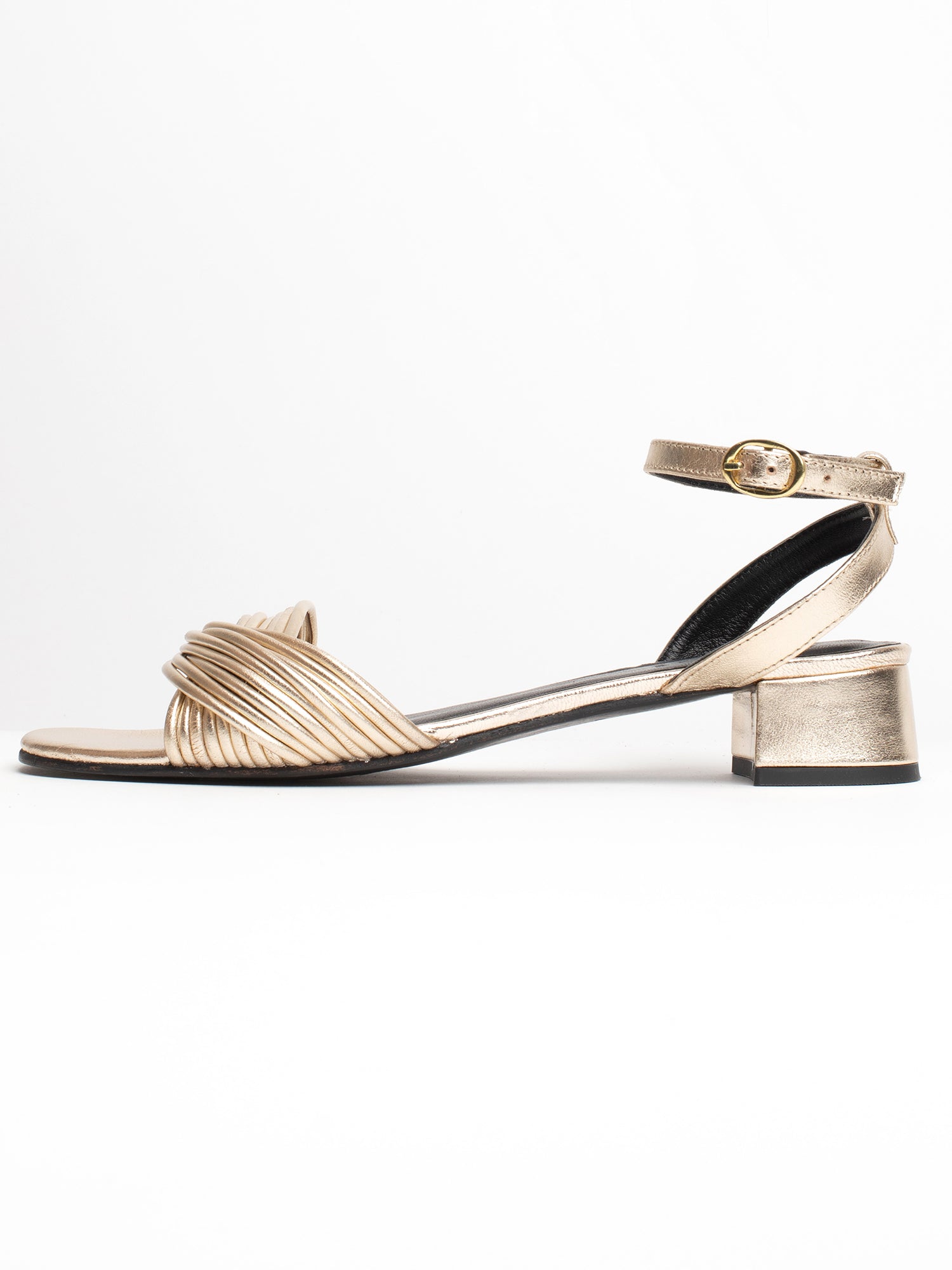 ELONAL sandales talon bracelet de cheville en cuir or