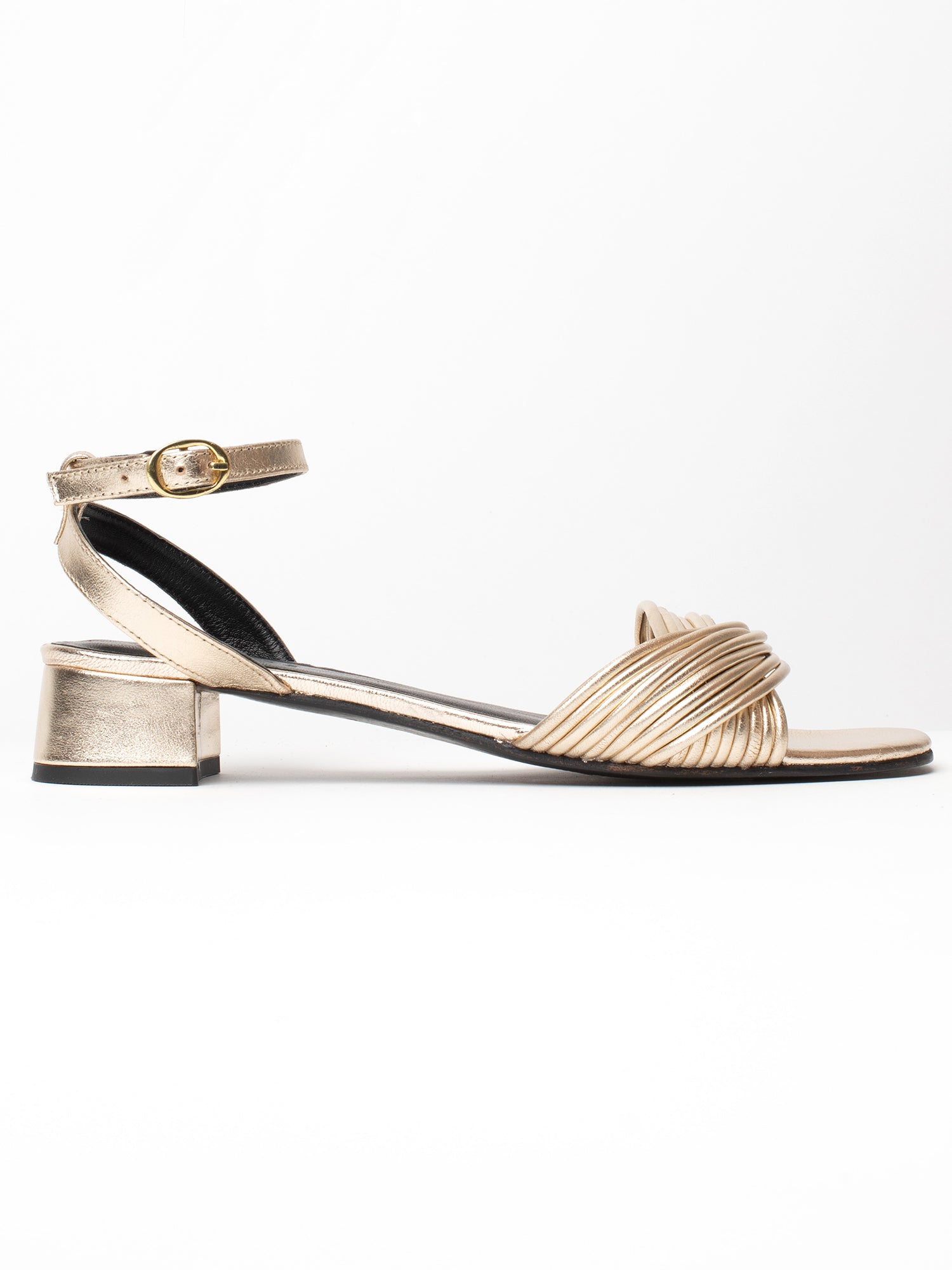 ELONAL sandales talon bracelet de cheville en cuir or