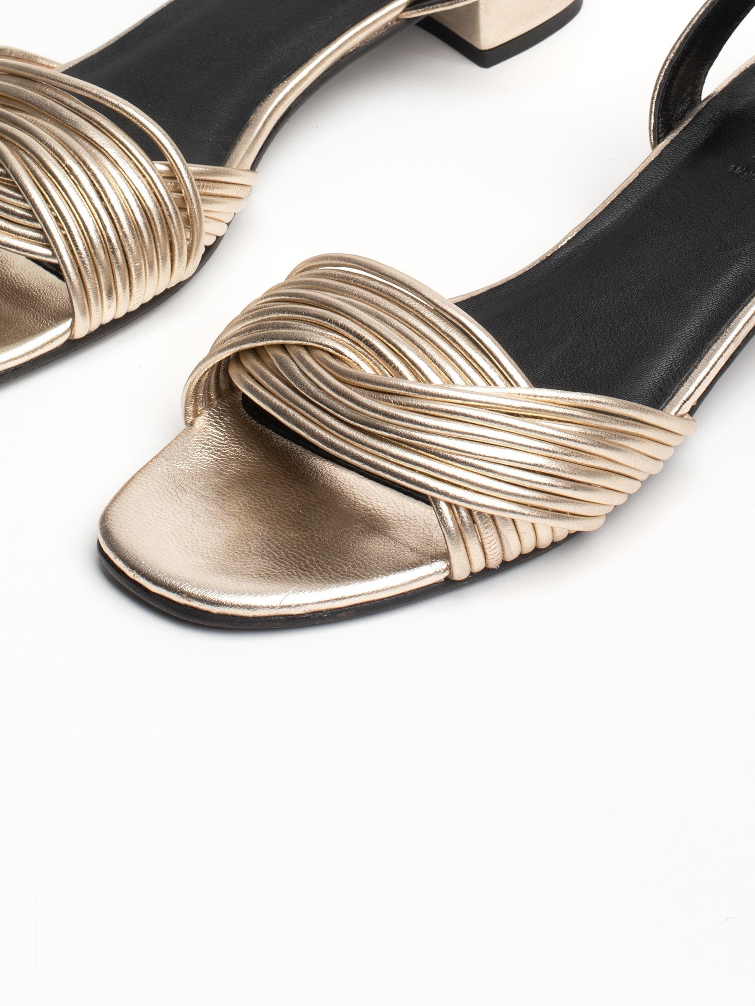 ELONAL sandales talon bracelet de cheville en cuir or