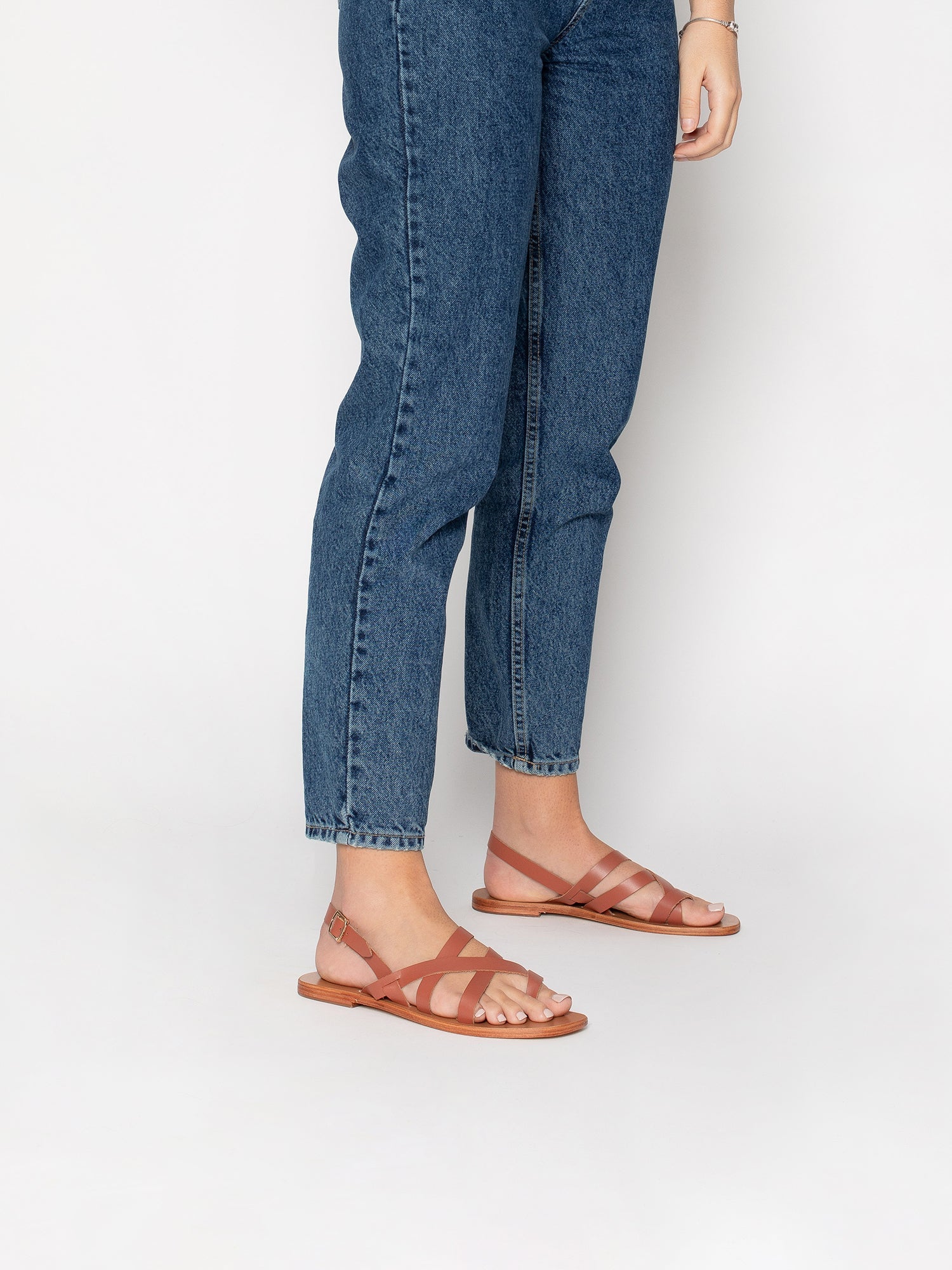 SARAH sandales en cuir camel