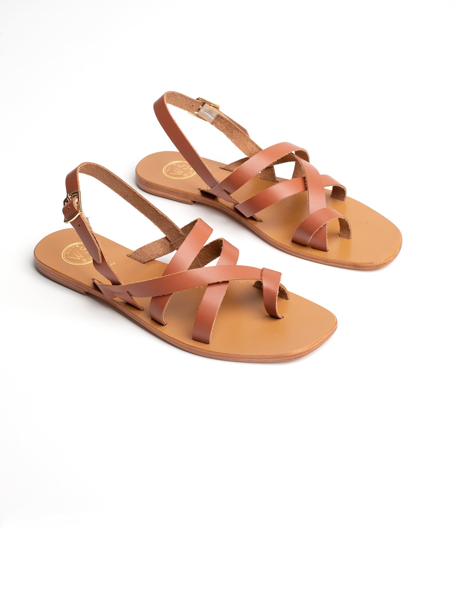 SARAH sandales en cuir camel