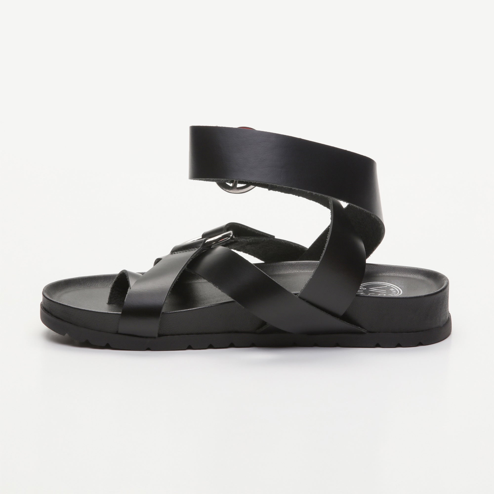 HEIA sandales spartiates entre doigt en cuir noir
