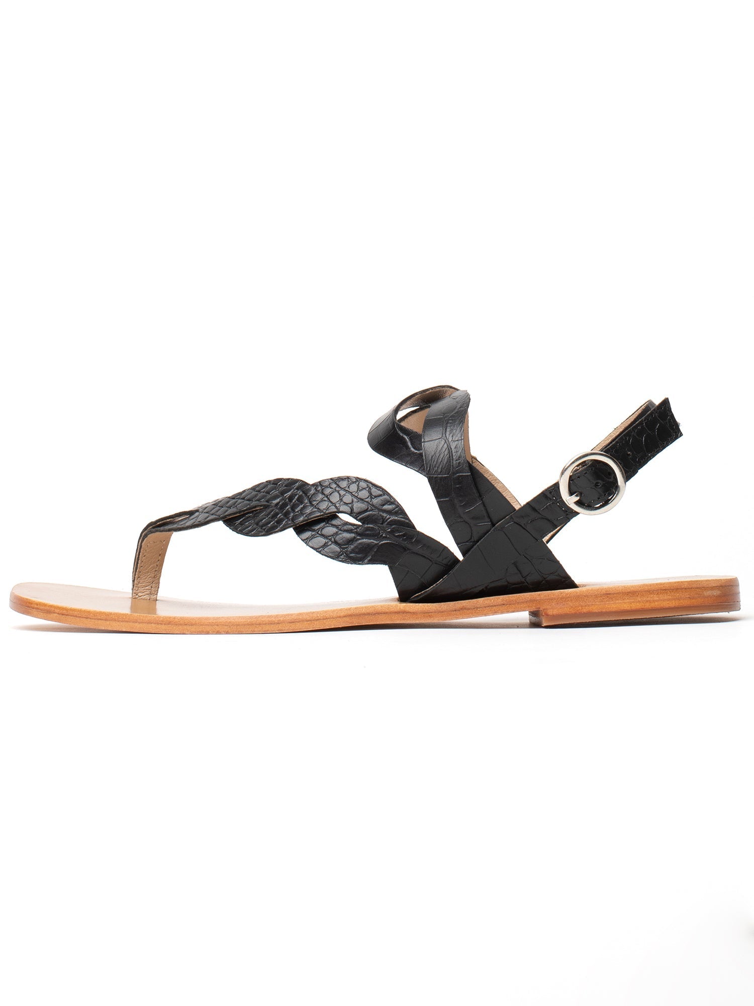 PRIAM sandales en cuir croco noir